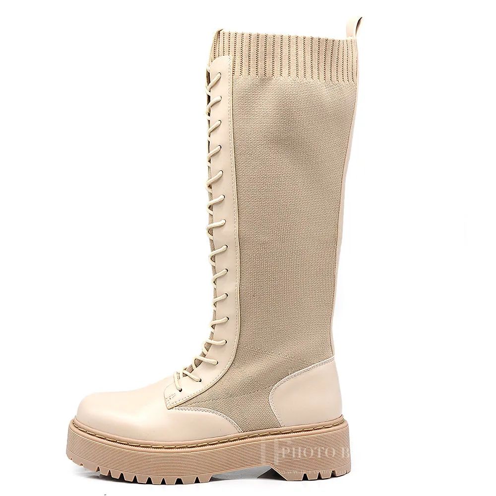 IF Fashion Anfibi Combat Stivali Alti Da Donna Platformo Elasticizzato Traspiranti 1329
