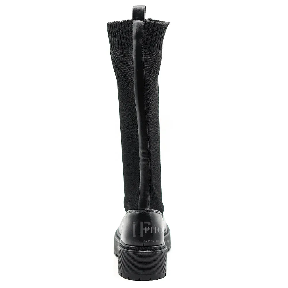 IF Fashion Anfibi Combat Stivali Alti Da Donna Platformo Elasticizzato Traspiranti 1329