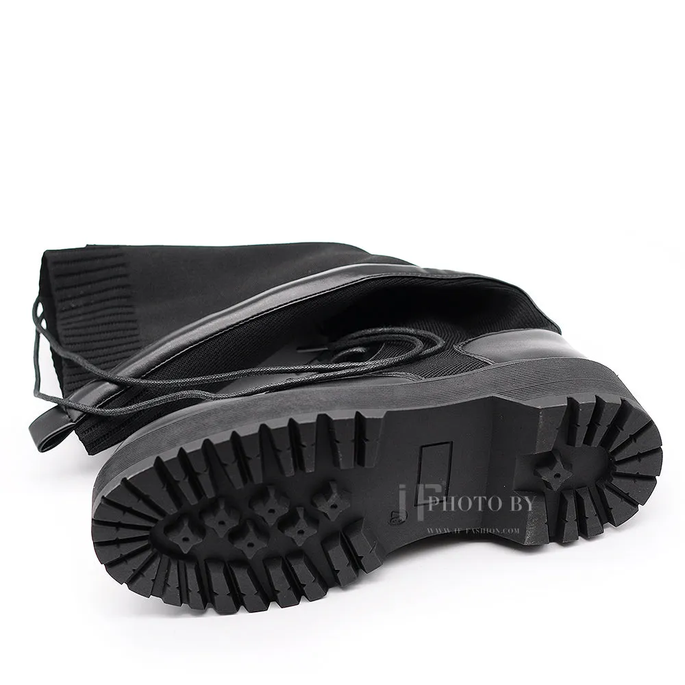 IF Fashion Anfibi Combat Stivali Alti Da Donna Platformo Elasticizzato Traspiranti 1329