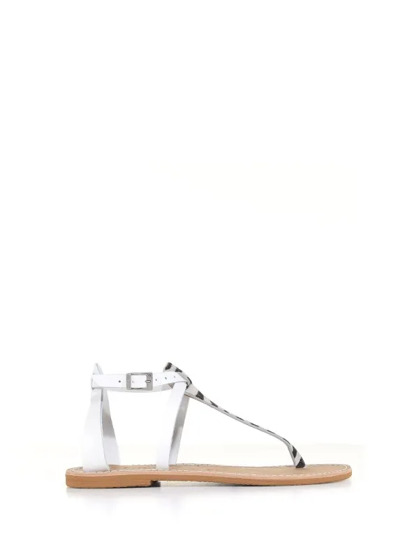 Laminated sandal with animalier detail