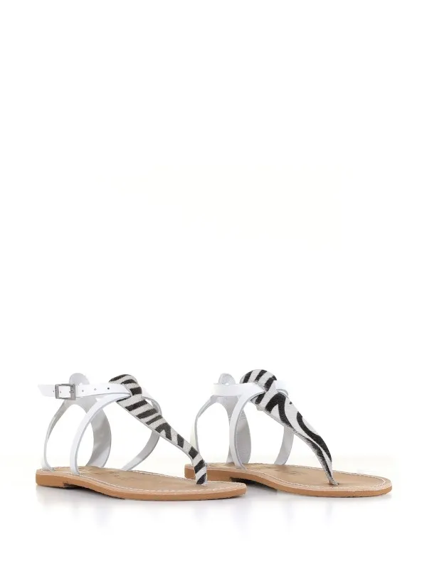 Laminated sandal with animalier detail