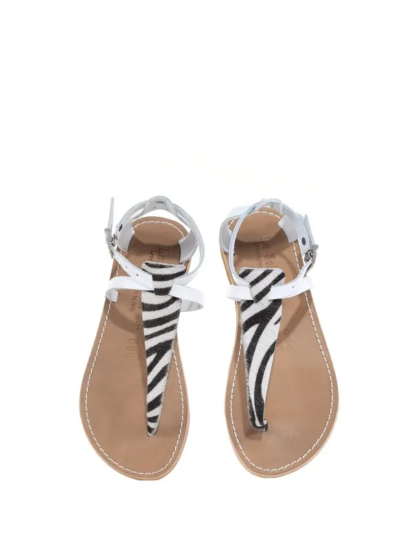 Laminated sandal with animalier detail