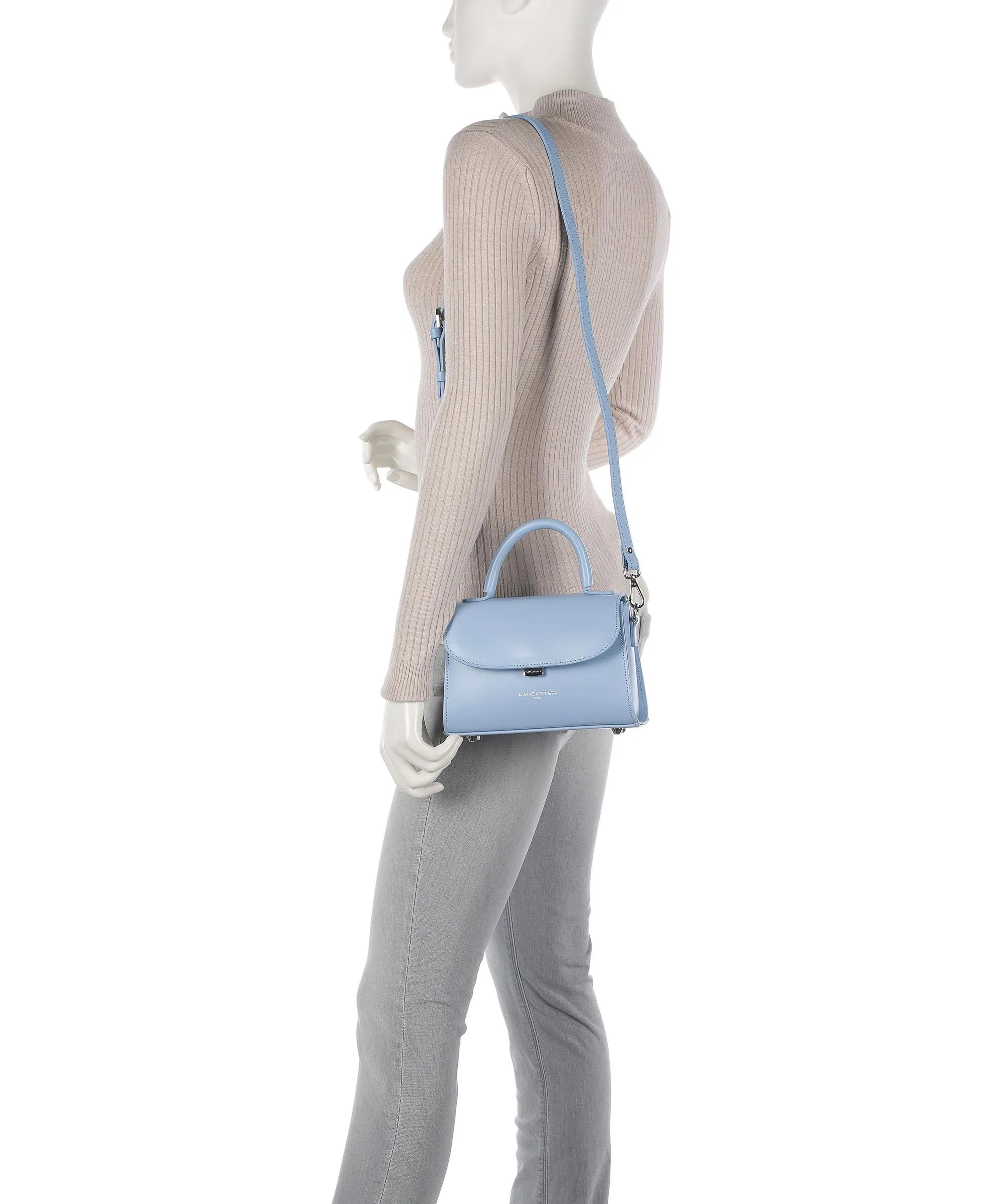  Lancaster Suave Even Borsa a mano pelle di vacchetta liscia blu chiaro  