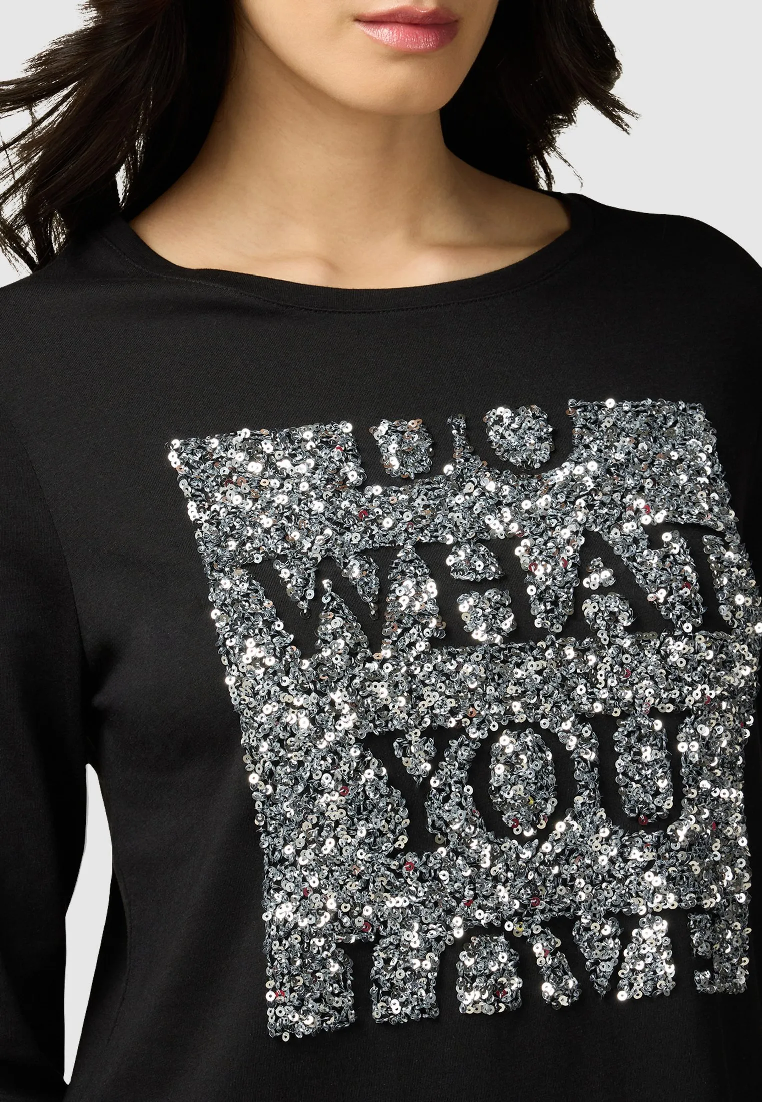 LETTERING CON PAILLETTES - Maglietta a manica lunga