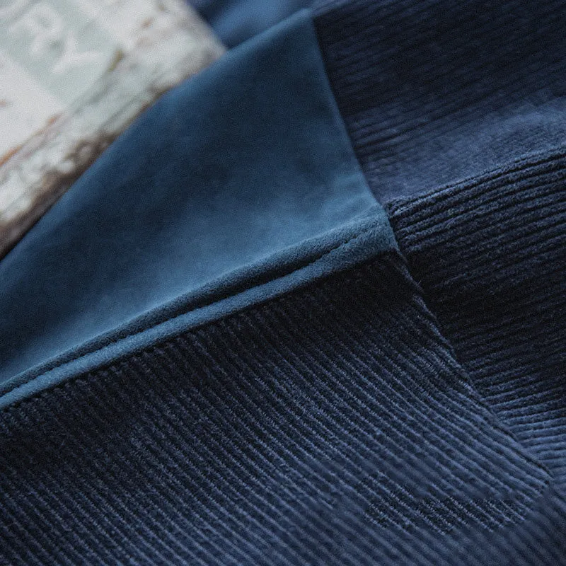 Maglia stylish in velluto a coste e tessuto scamosciato con tasche autunno e inverno da uomo