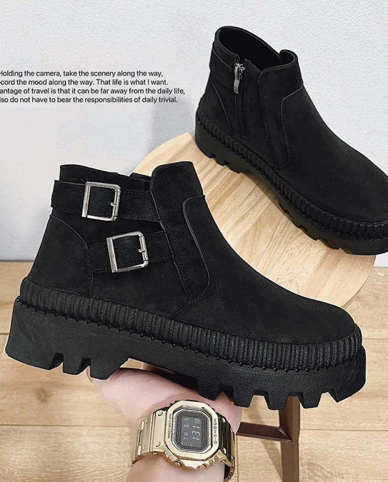 Martin Boots Mens New Boots Side Zipper Trend Stivali alti in pelle