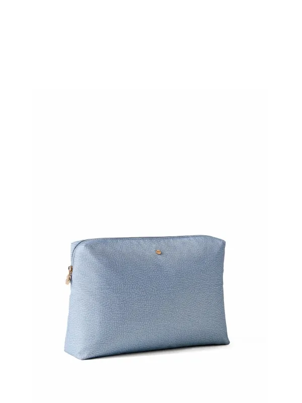 Medium clutch bag in Op fabric and leather