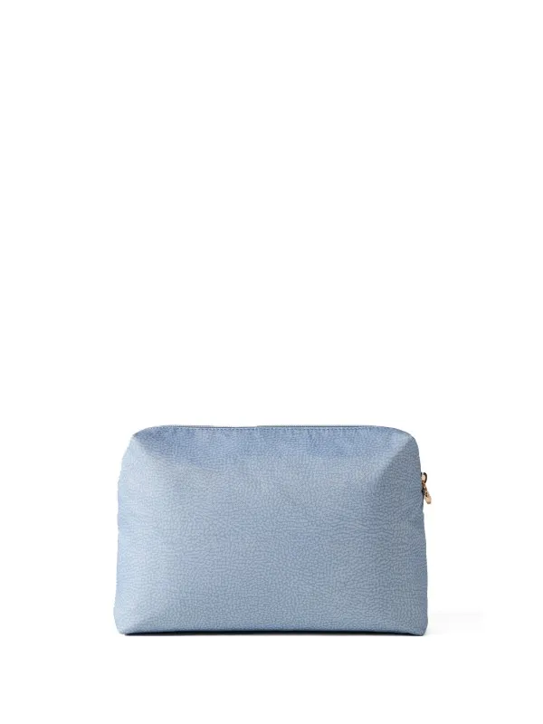 Medium clutch bag in Op fabric and leather