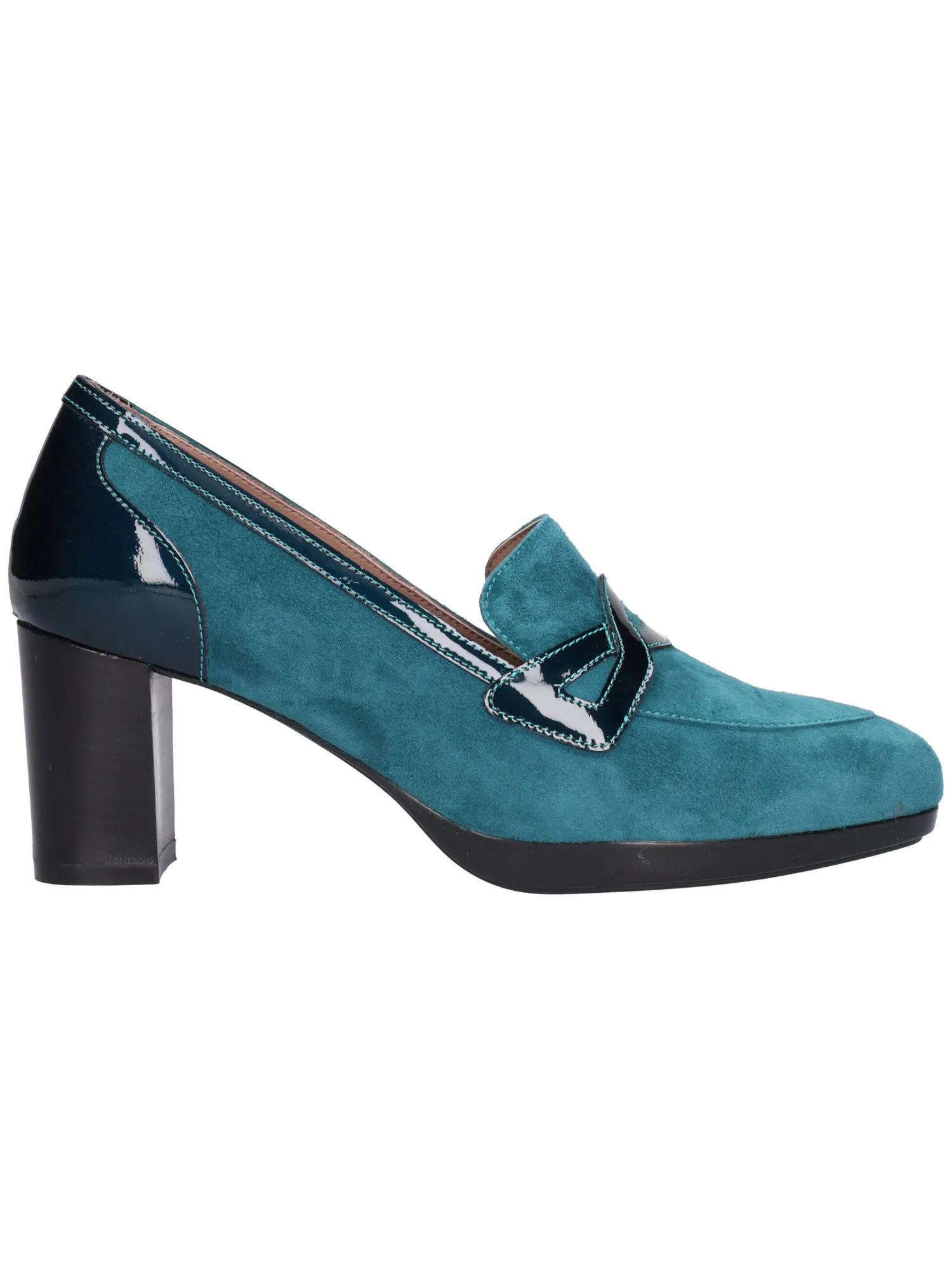 Mocassino tacco largo Melluso da donna verde petrolio