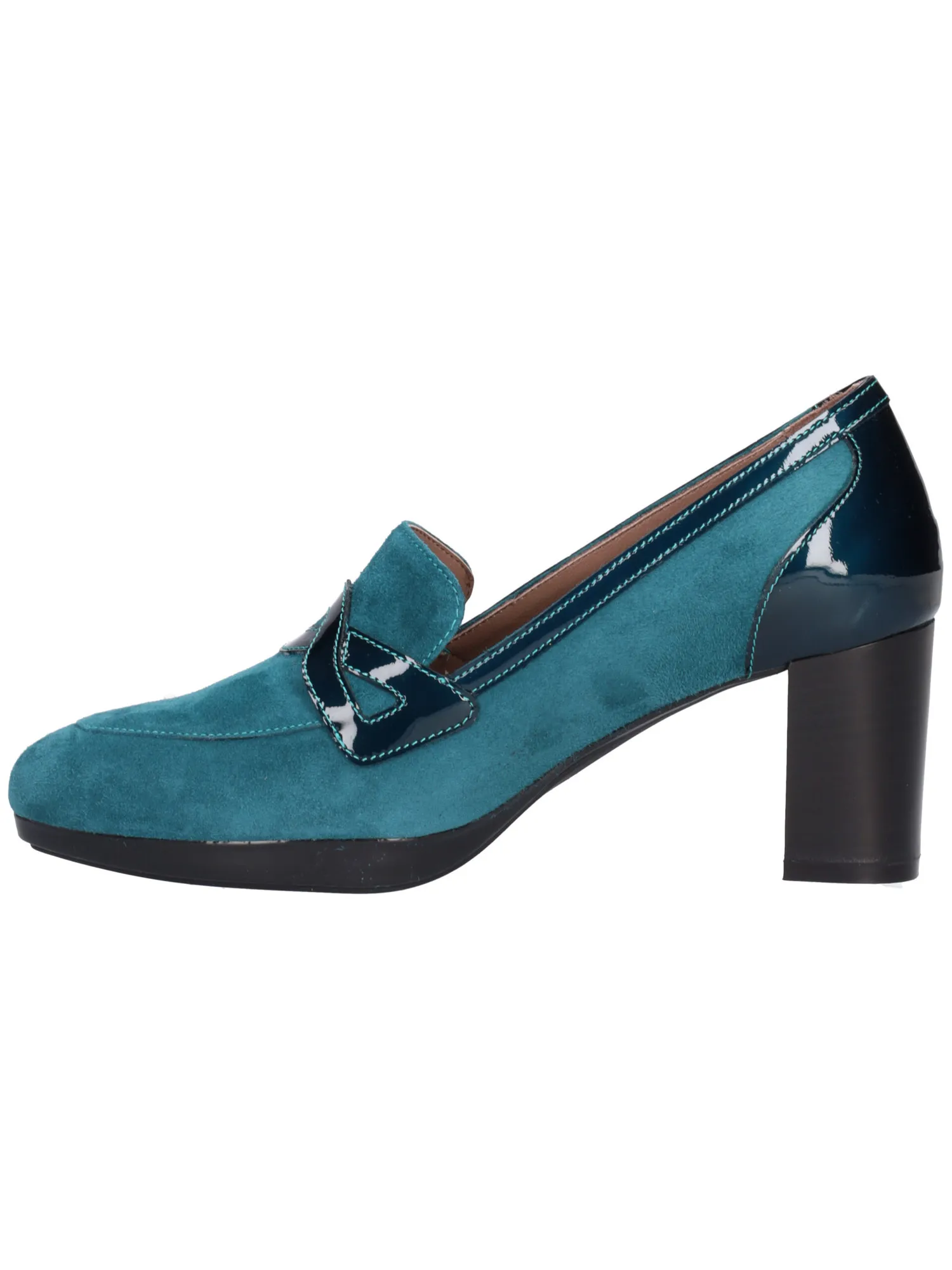 Mocassino tacco largo Melluso da donna verde petrolio
