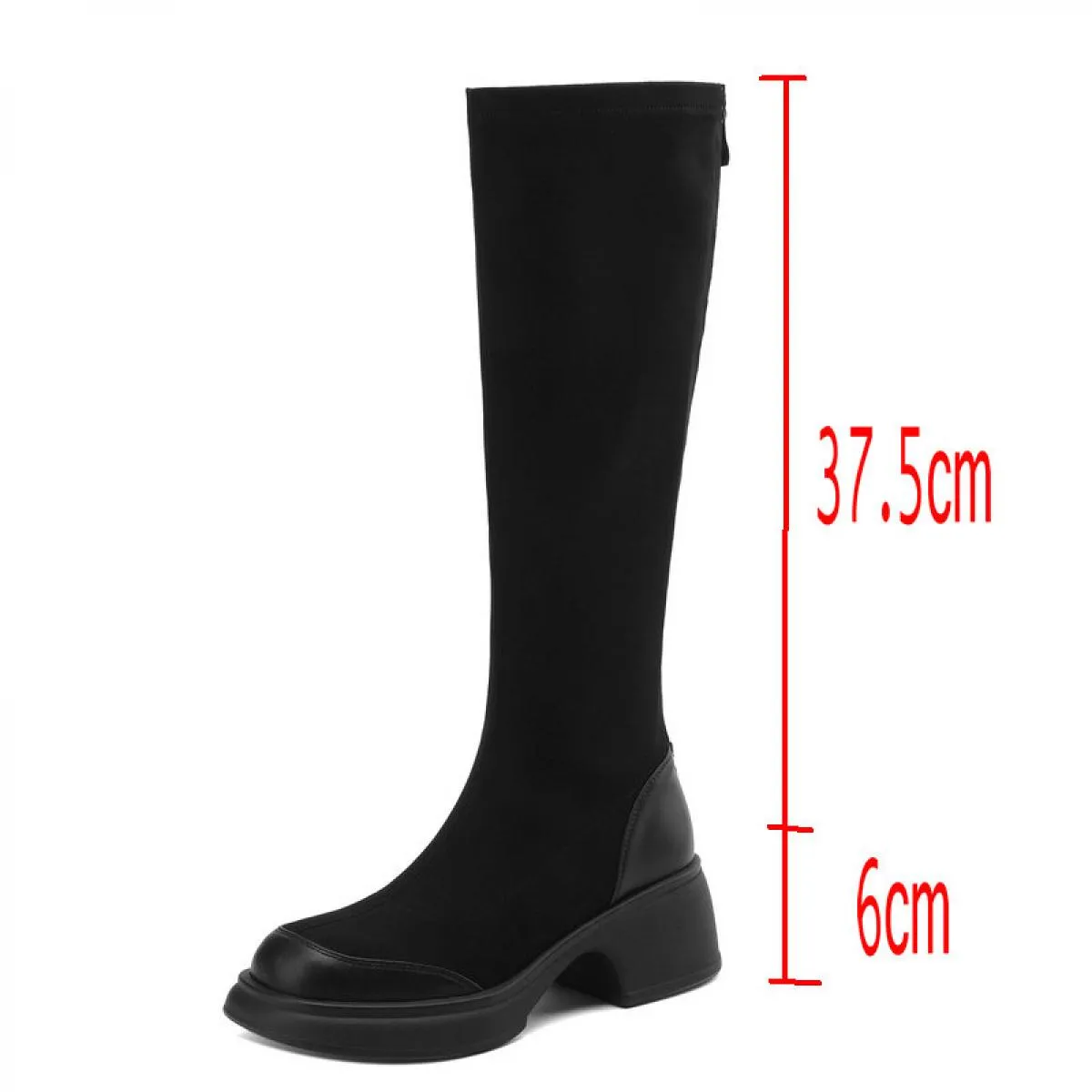 Moda Donna Stivali alti al ginocchio Fresco conciso Vera pelle Tacchi alti spessi Piattaforme Scarpe casual Donna Taglia 34 40
