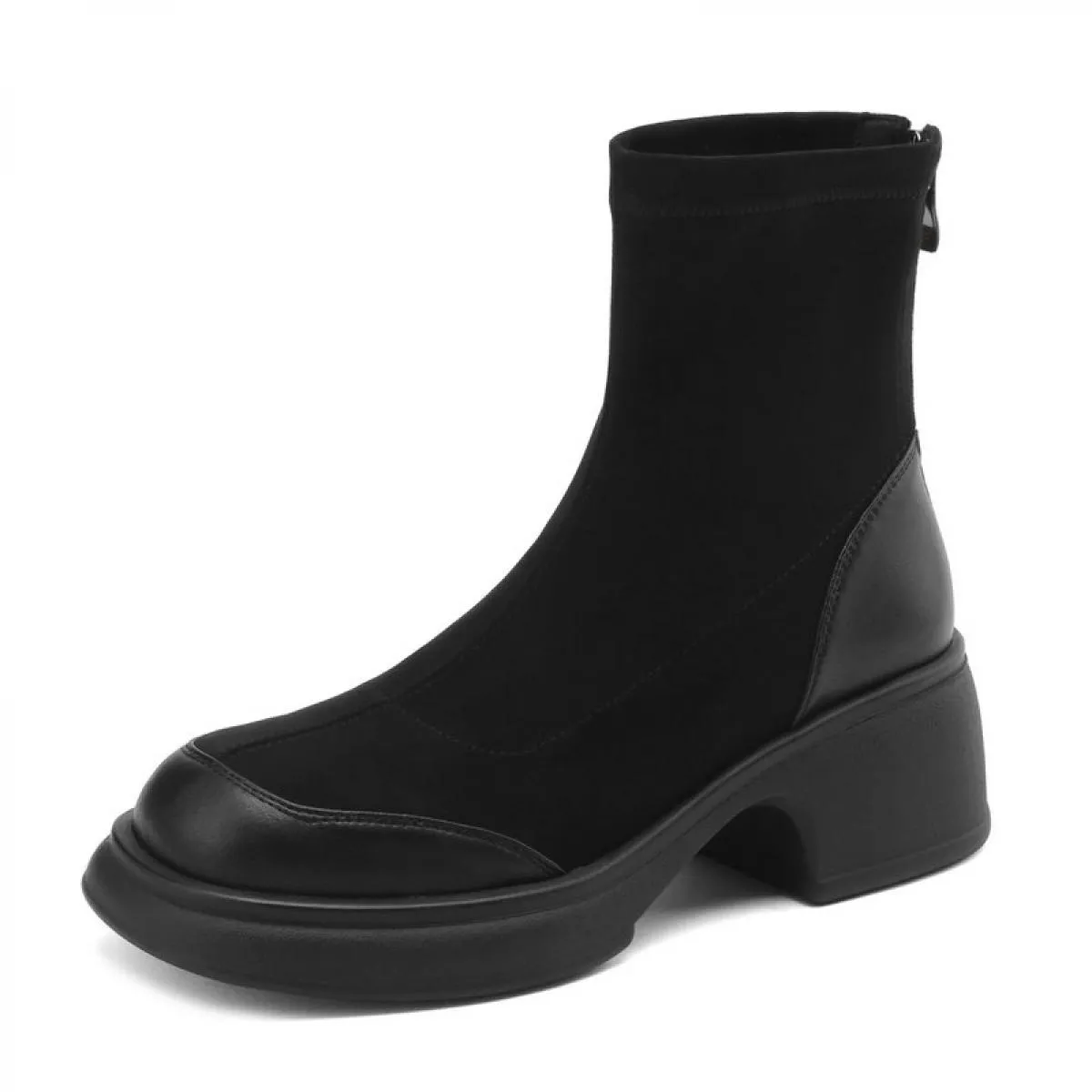 Moda Donna Stivali alti al ginocchio Fresco conciso Vera pelle Tacchi alti spessi Piattaforme Scarpe casual Donna Taglia 34 40