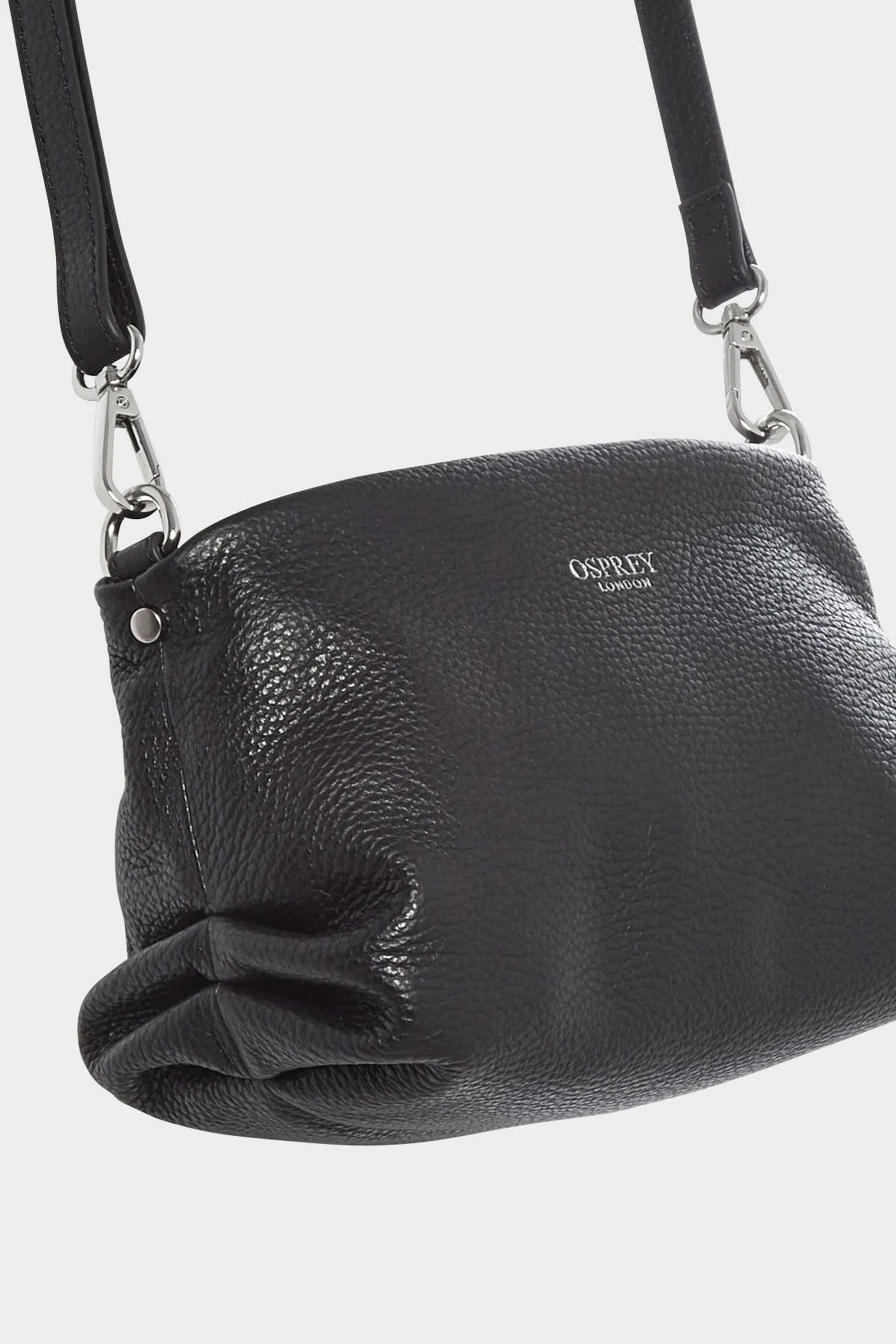 OSPREY LONDON - The Carina - Borsa a mano in pelle italiana con perle notte