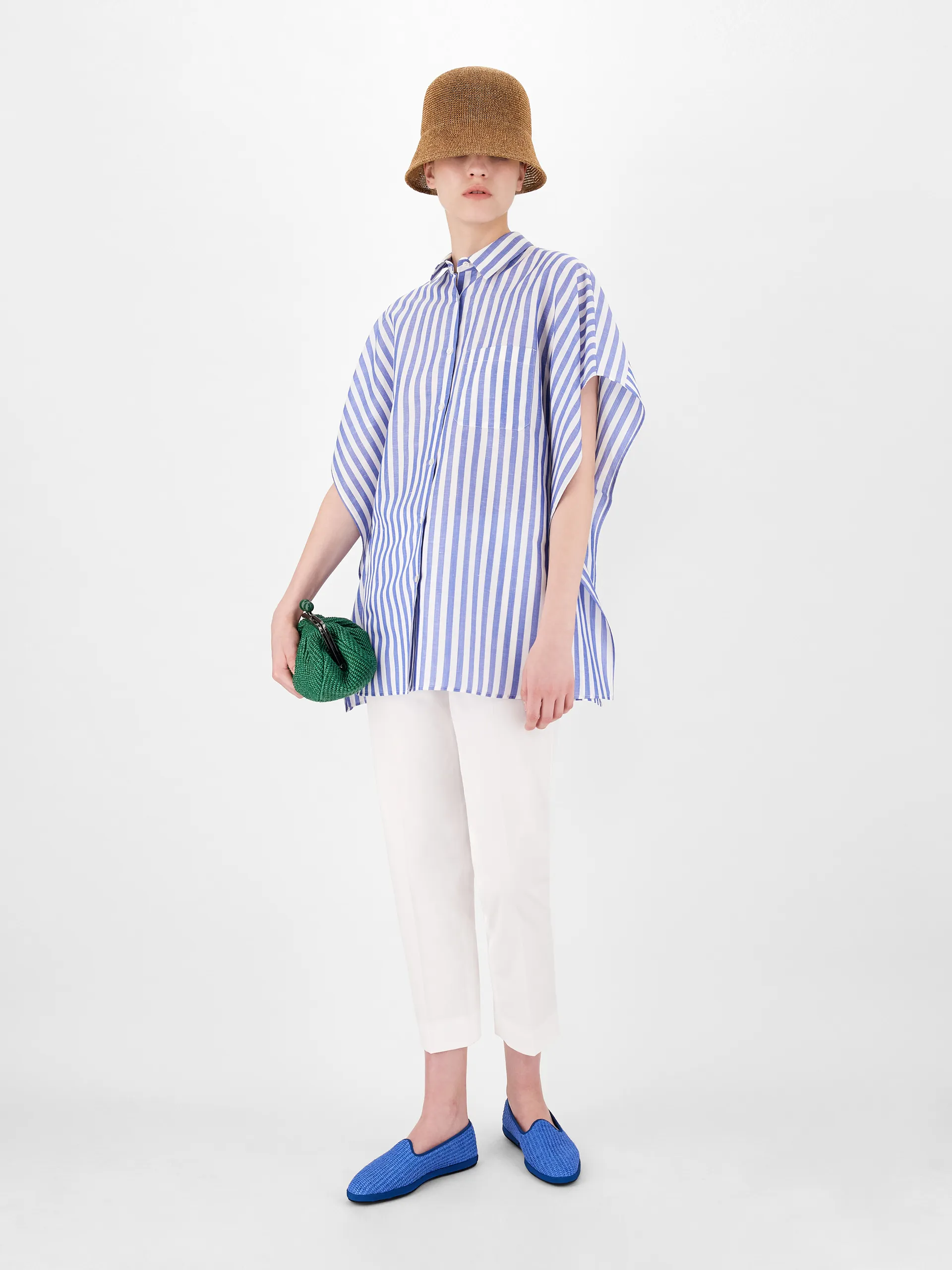 Pantaloni a sigaretta in gabardina di cotone stretch bianchi