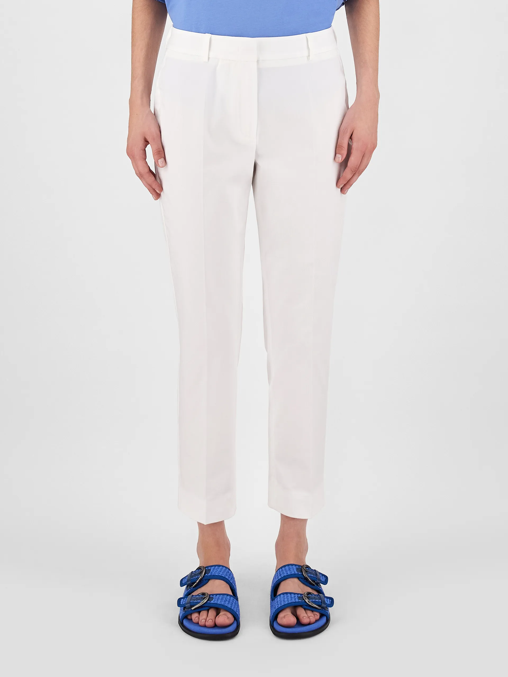 Pantaloni a sigaretta in gabardina di cotone stretch bianchi