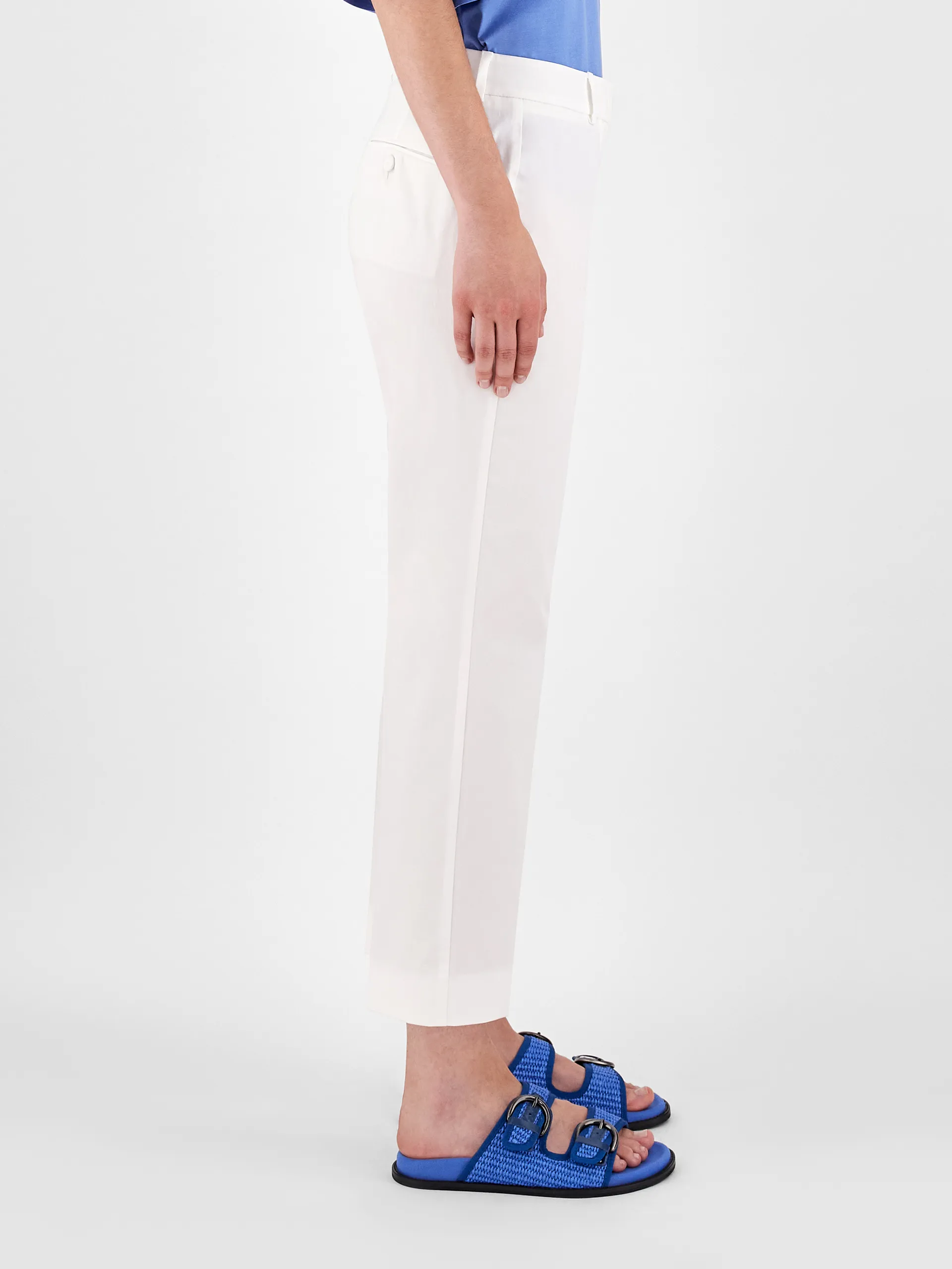 Pantaloni a sigaretta in gabardina di cotone stretch bianchi