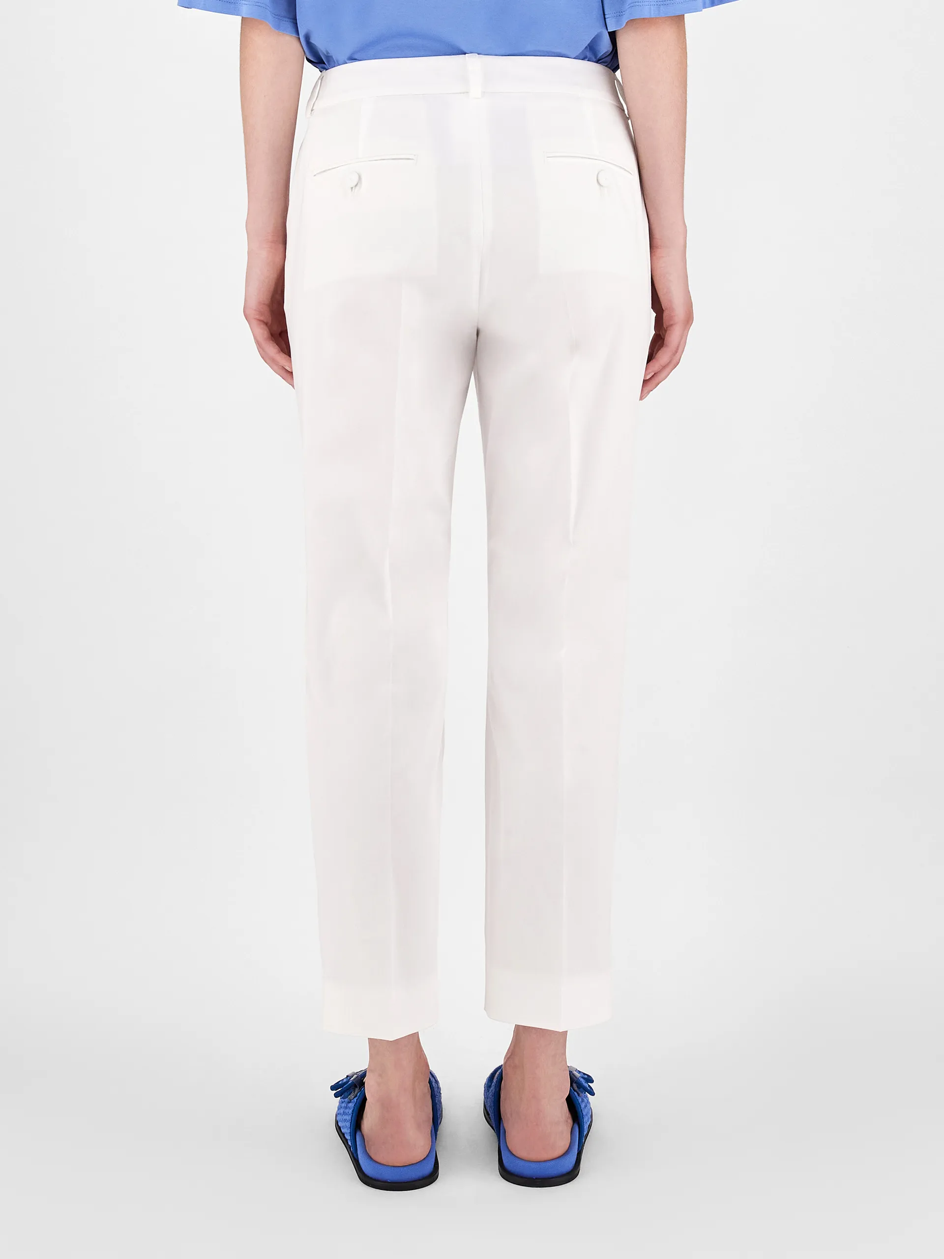 Pantaloni a sigaretta in gabardina di cotone stretch bianchi