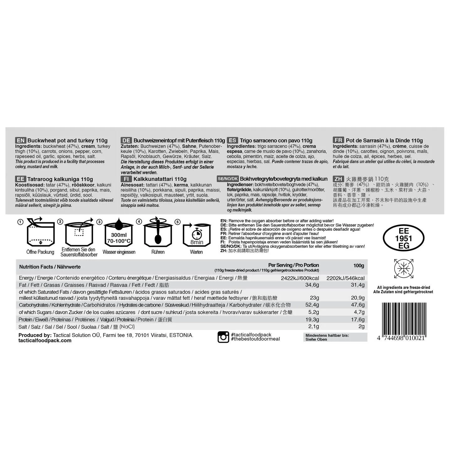 Pentola di grano saraceno e tacchino Tactical Foodpack