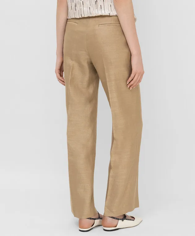 Peserico Pantaloni beige in lino e seta P0421002125