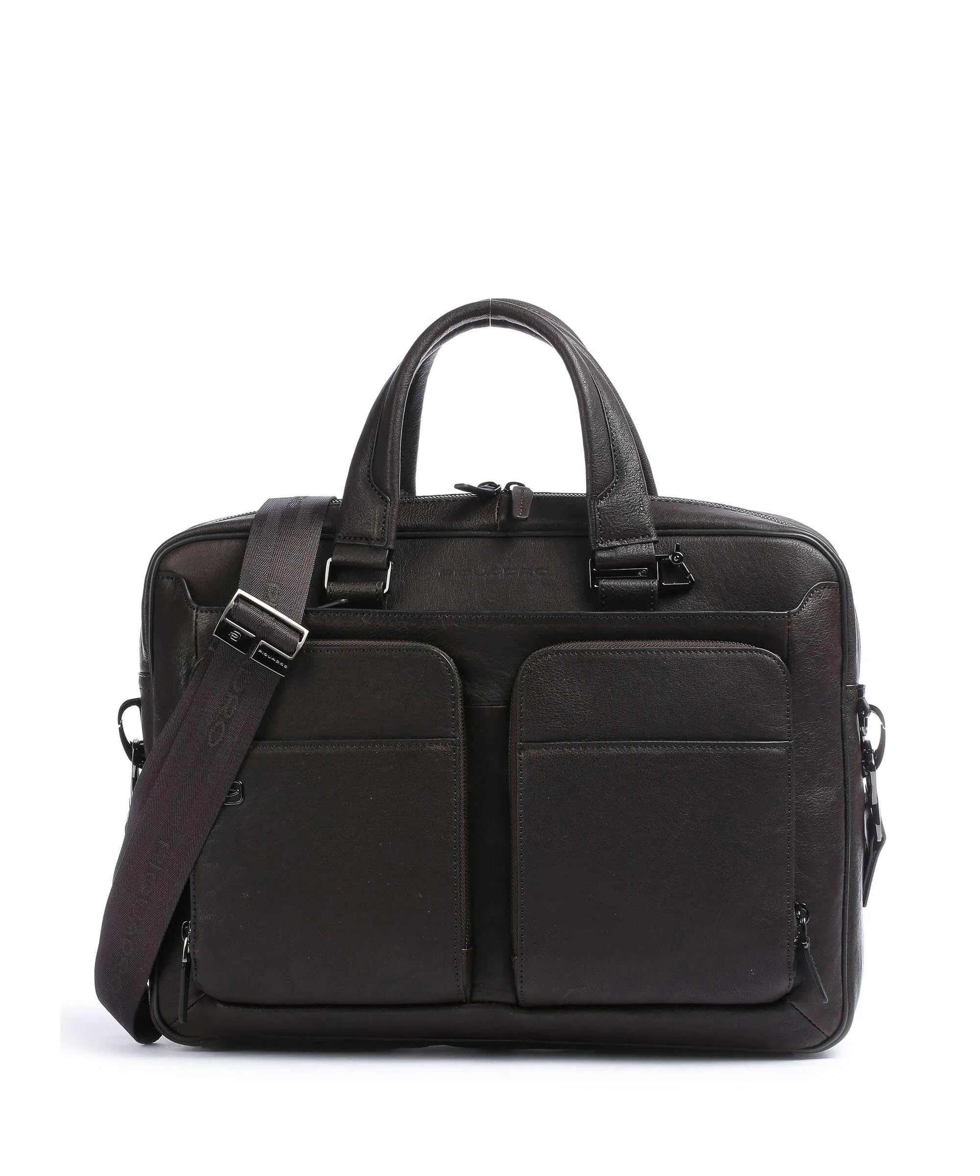  Piquadro Black Square Cartella 15″ pelle di vacchetta finemente grana marrone scuro  