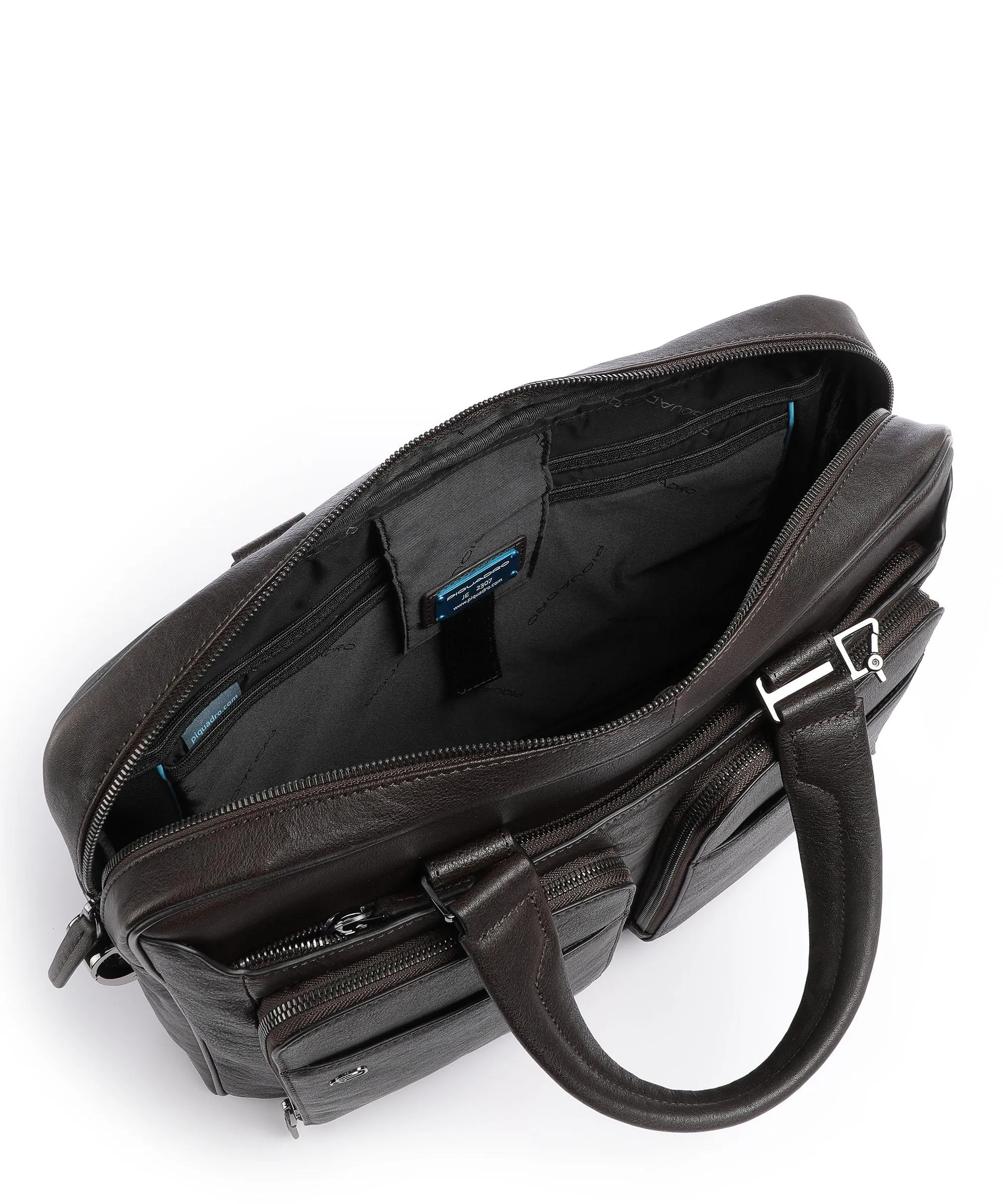  Piquadro Black Square Cartella 15″ pelle di vacchetta finemente grana marrone scuro  