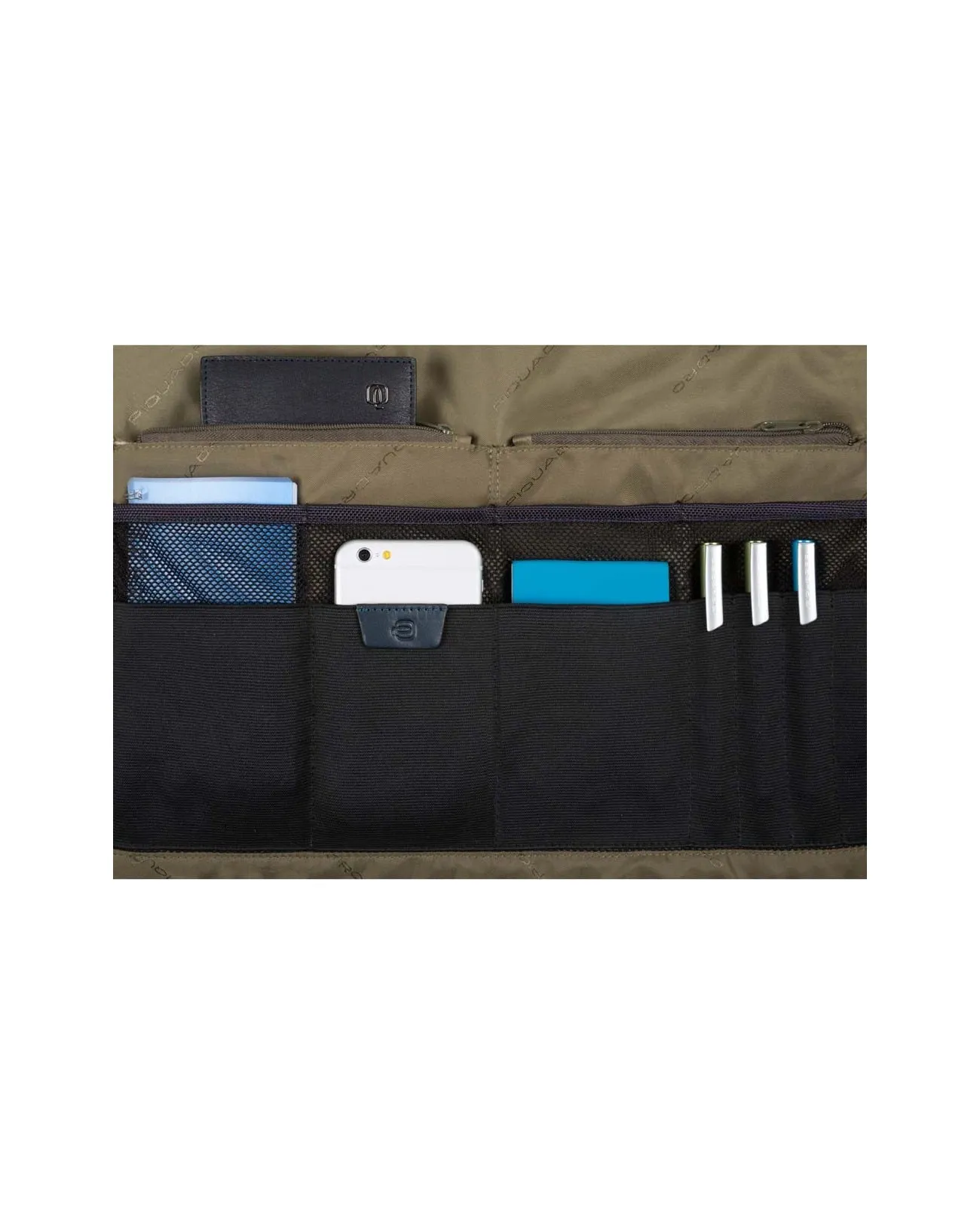 PIQUADRO - Cartella 2 manici in pelle e tessuto 2 comparti - Blu - CA4441BR/BLU | Studioarch.com
