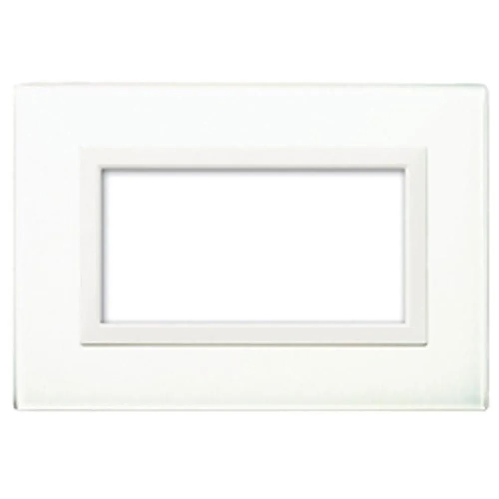 Placca Vera 44 Vetro Bianco Lucido con Cornicetta 4 Mod. Ave 44PV4BL