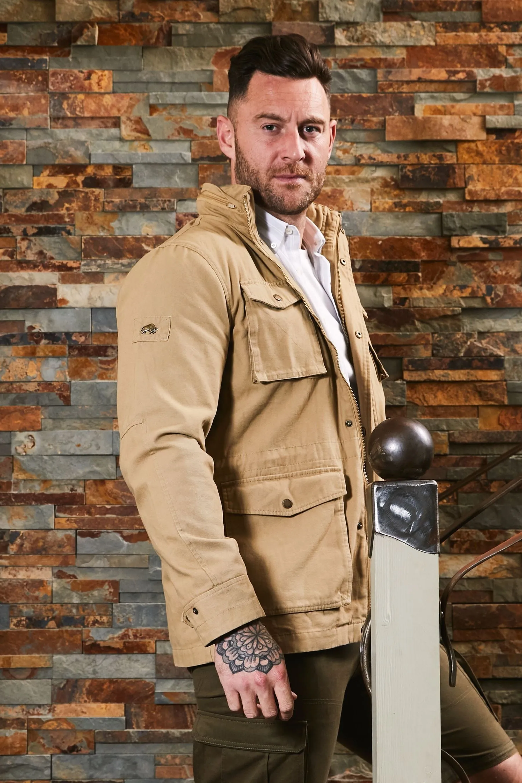 Raging Bull Marrone - Giacca militare in twill di tela