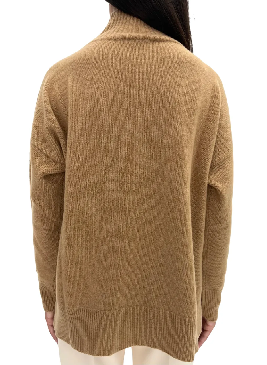 ROBERTO COLLINA   MAGLIA A COLLO ALTO CAMMELLO IN CASHMERE E LANA