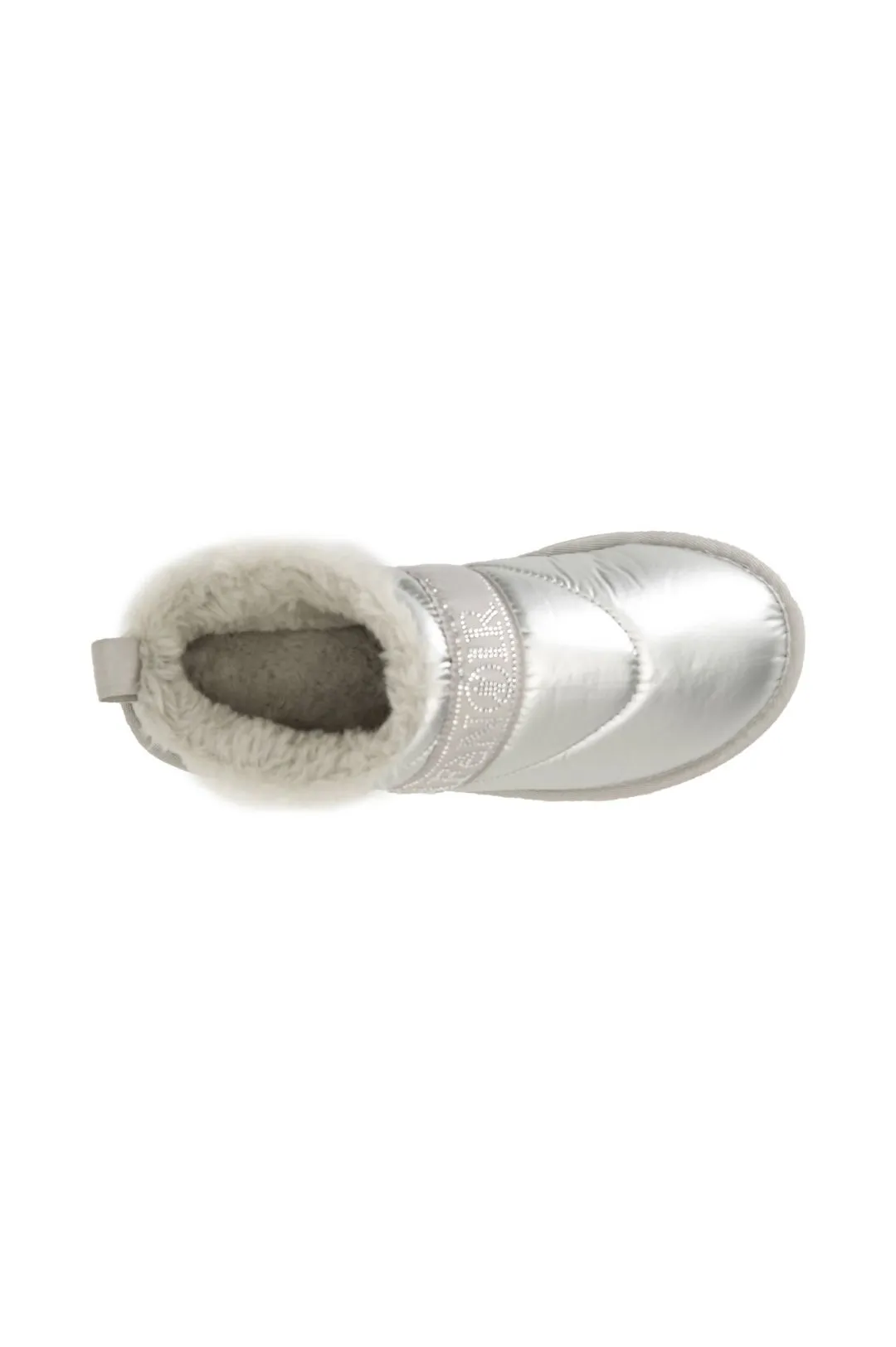 sabot in nylon con nastro logo strass argento