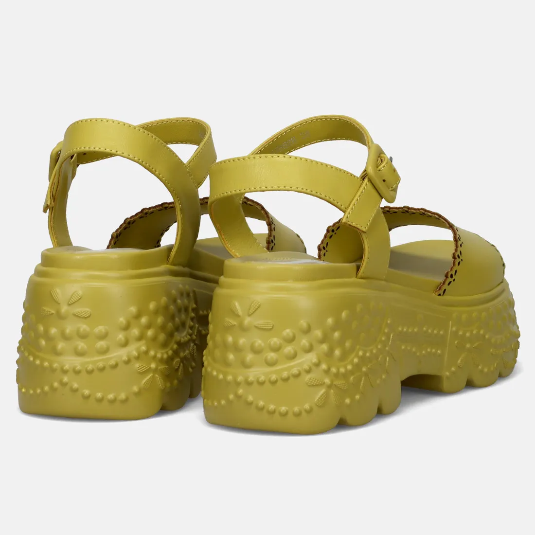 Sandalo da donna Jeannot giallo con zeppa decorata