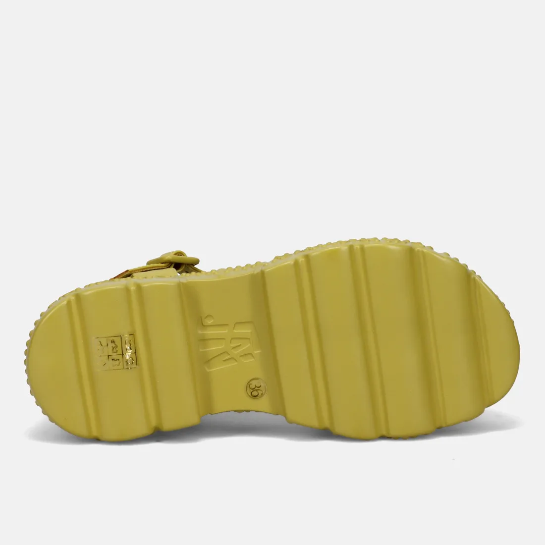 Sandalo da donna Jeannot giallo con zeppa decorata