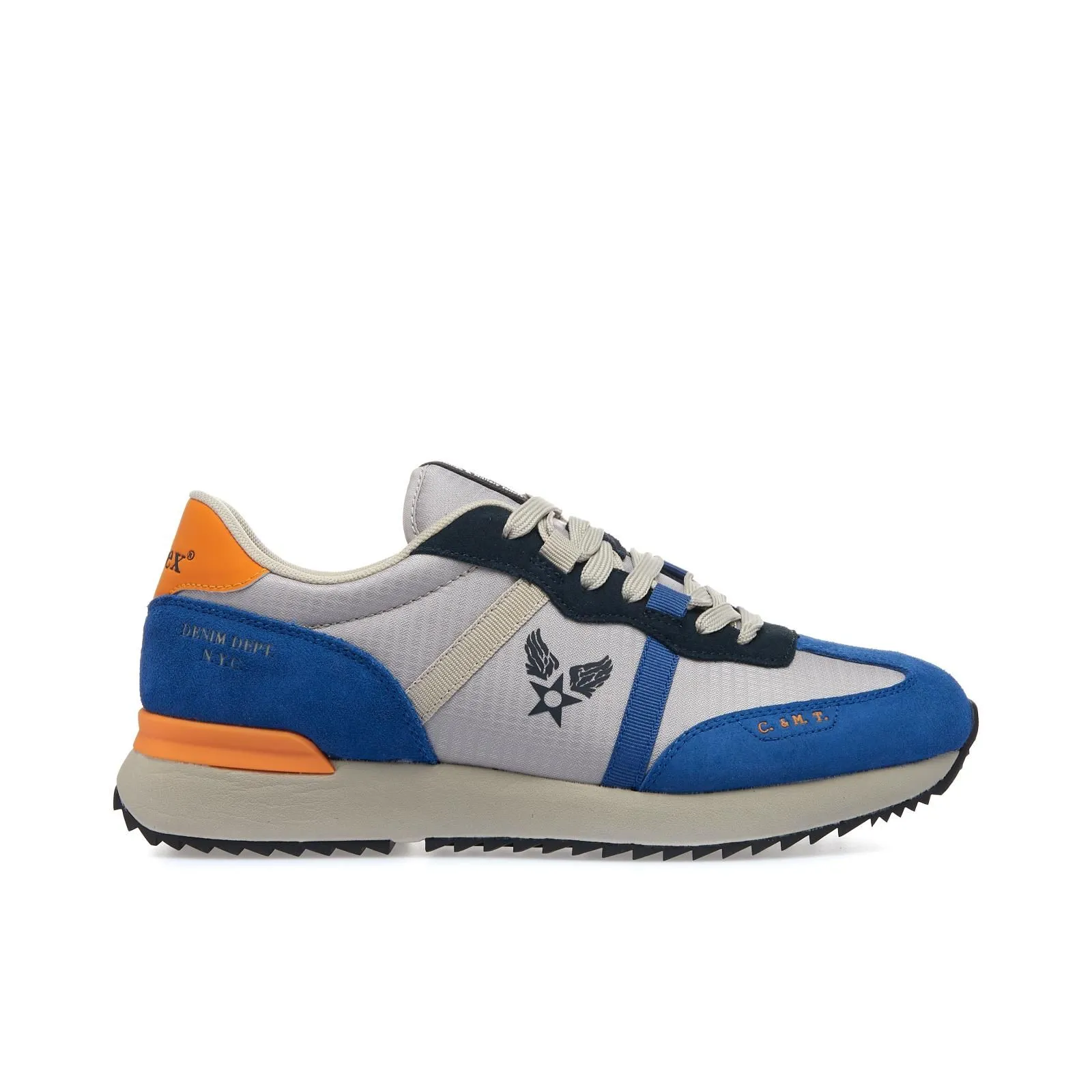 Scarpe azzurre e grigie sportive con lacci