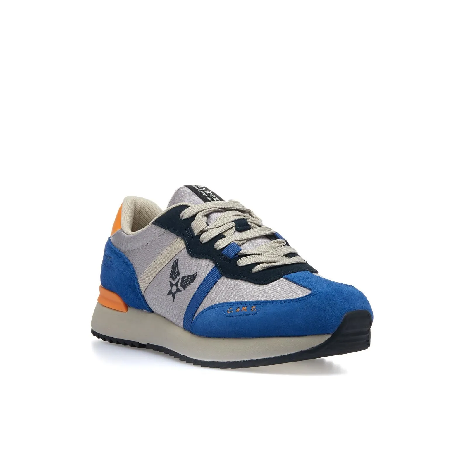 Scarpe azzurre e grigie sportive con lacci