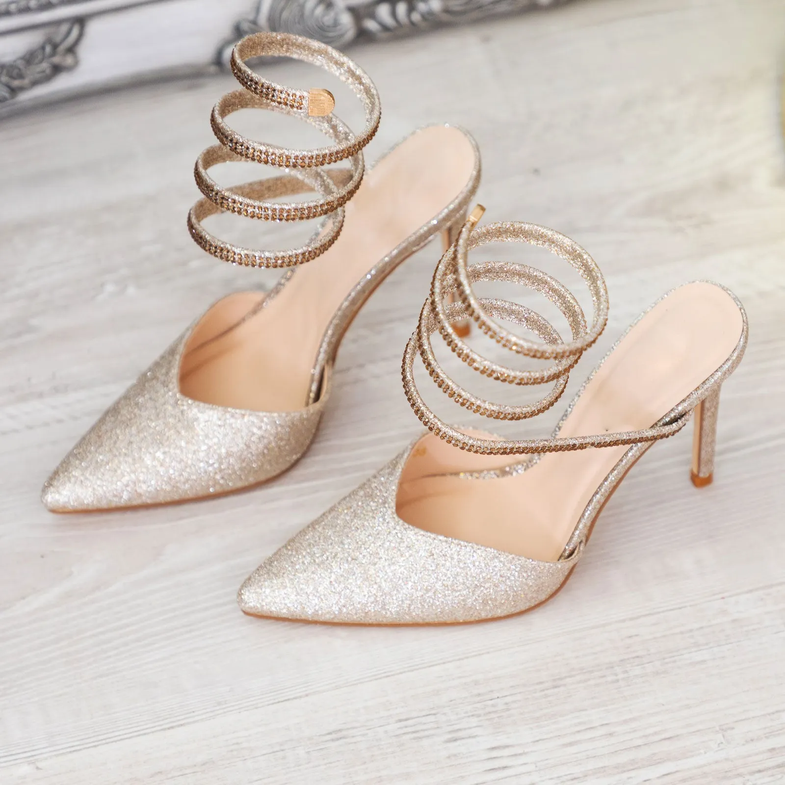 Scarpe Donna Decoltè Glitter Molla Eleganti X8291