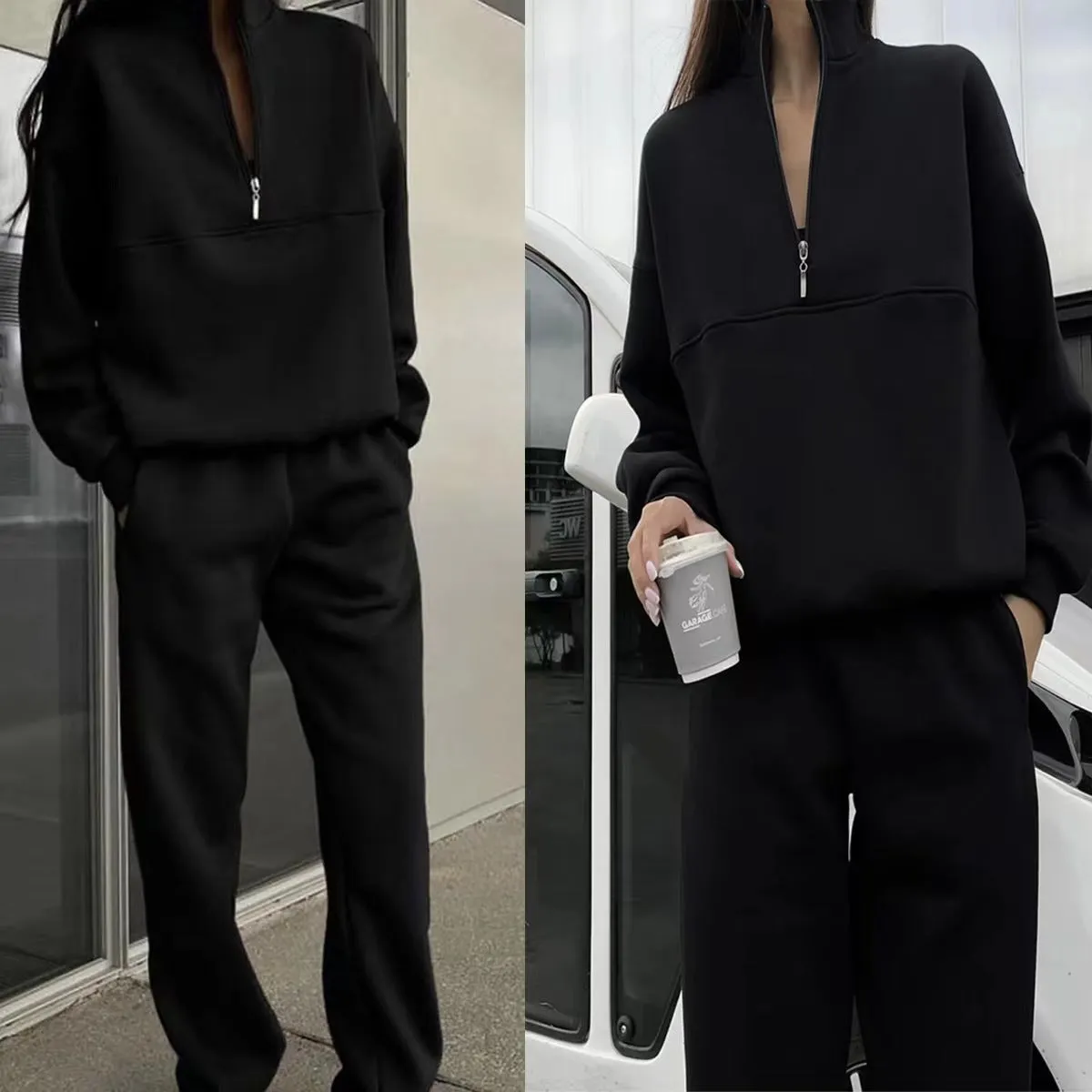 Set pantalone e pullover sweater tuta moda casual da donna