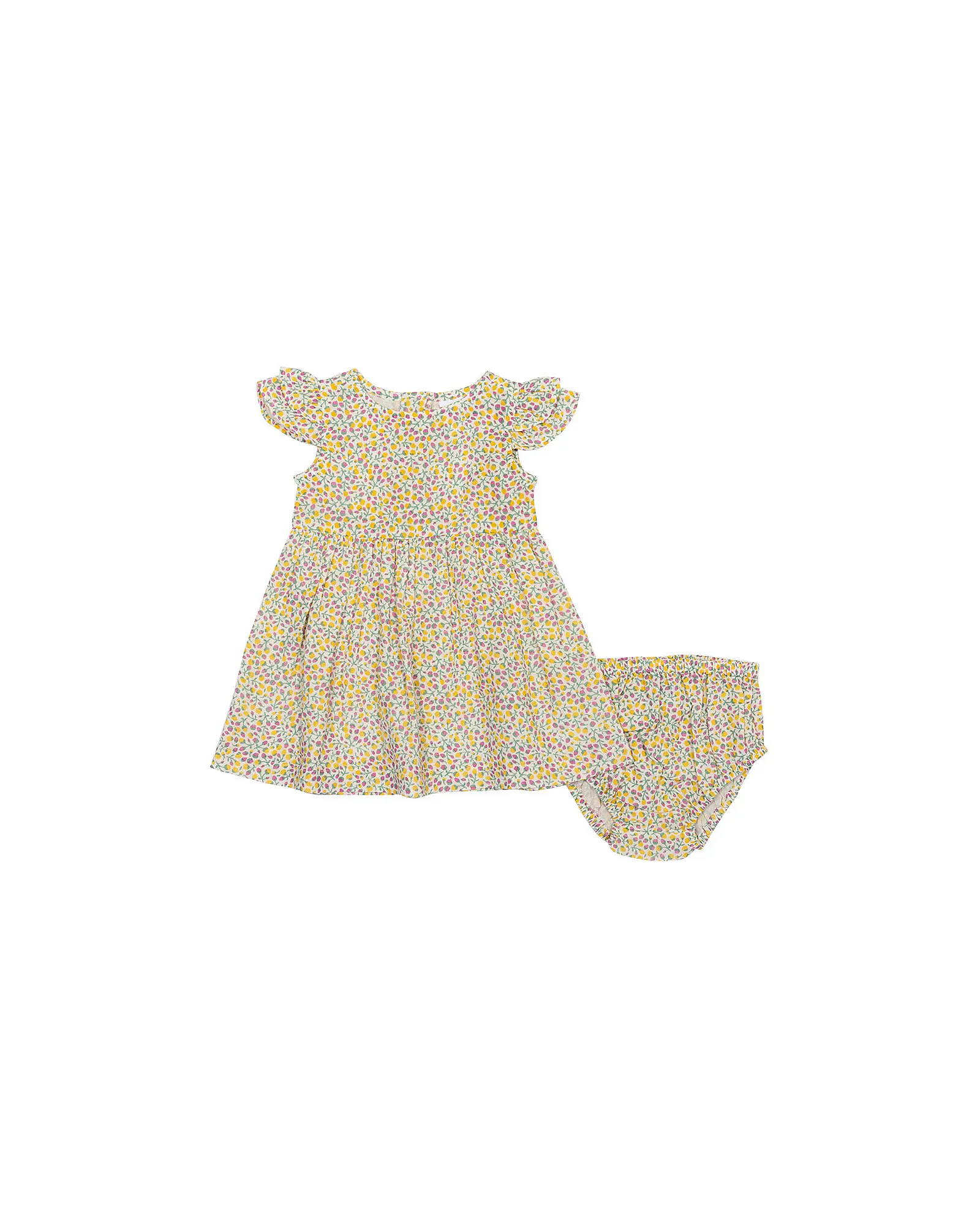 Set Vestito con Short - Little Bud - Maniche con Volant - 100% Cotone Bio