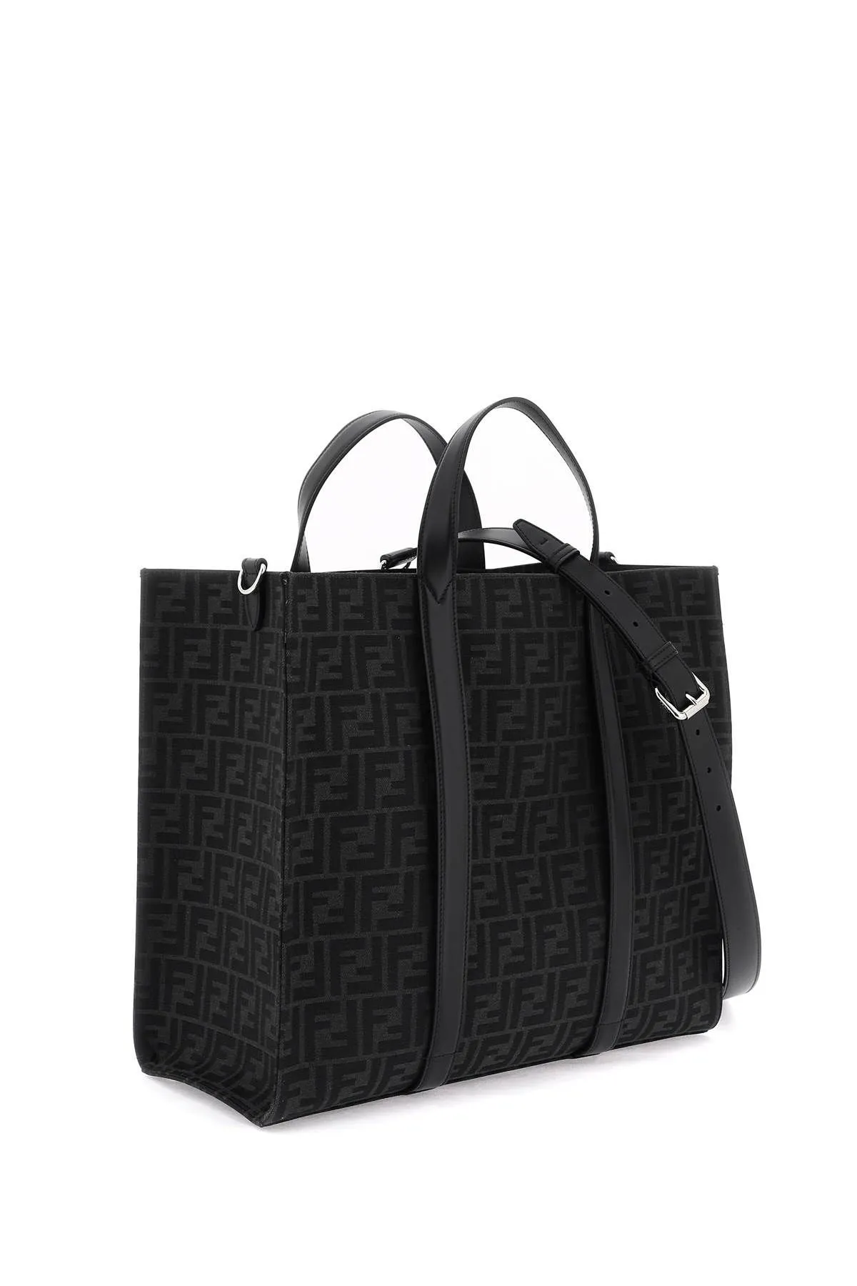 Shopper in tessuto jacquard FF riciclato