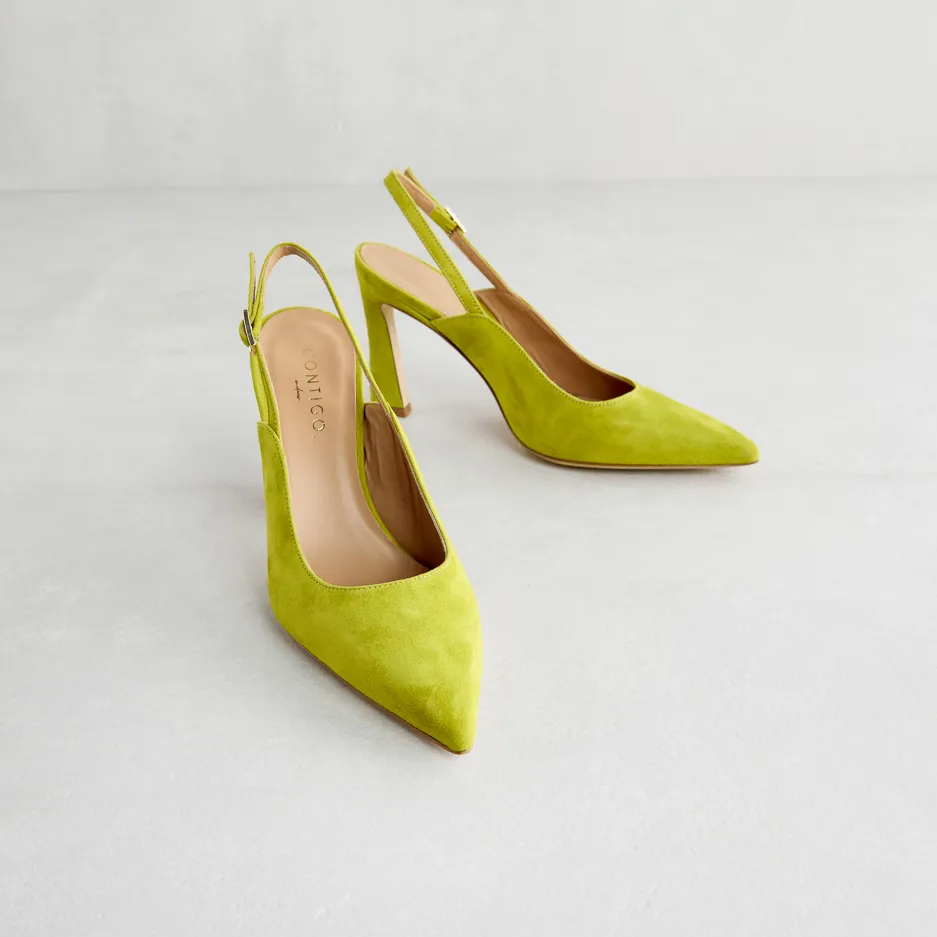 Slingback Camoscio Lime