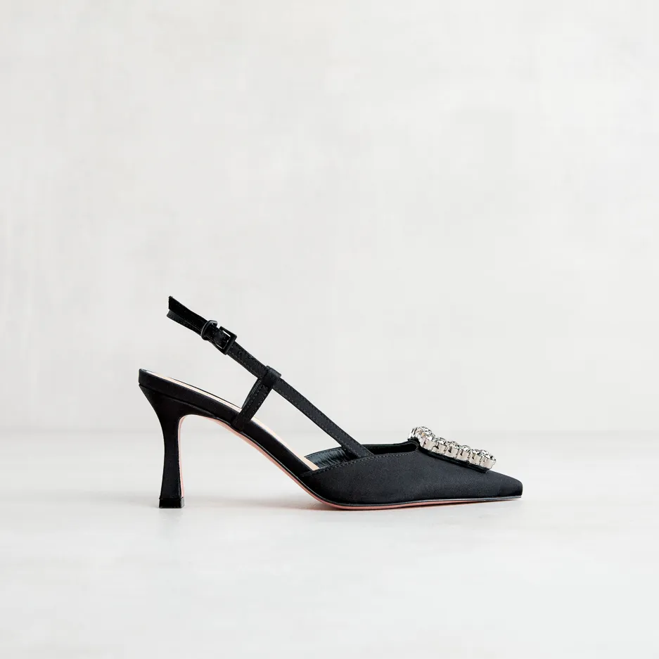 Slingback Nera in Raso