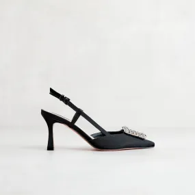 Slingback Nera in Raso