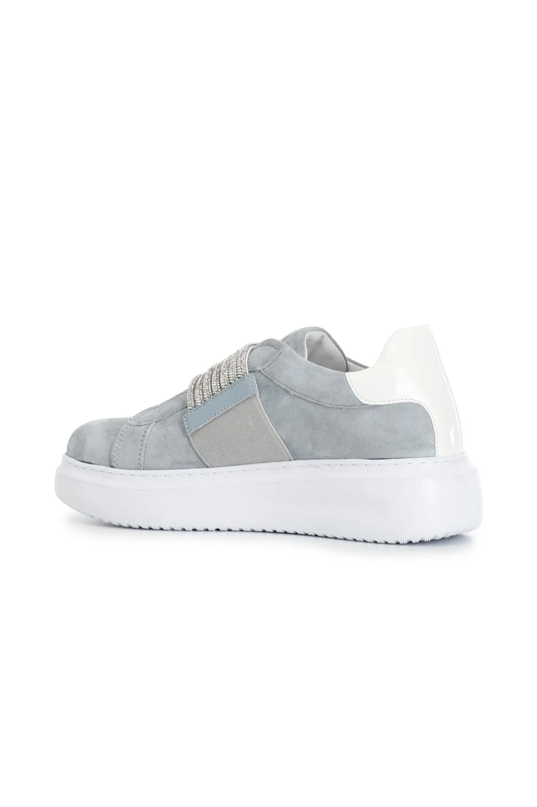 slip-on in camoscio con fascia strass jeans