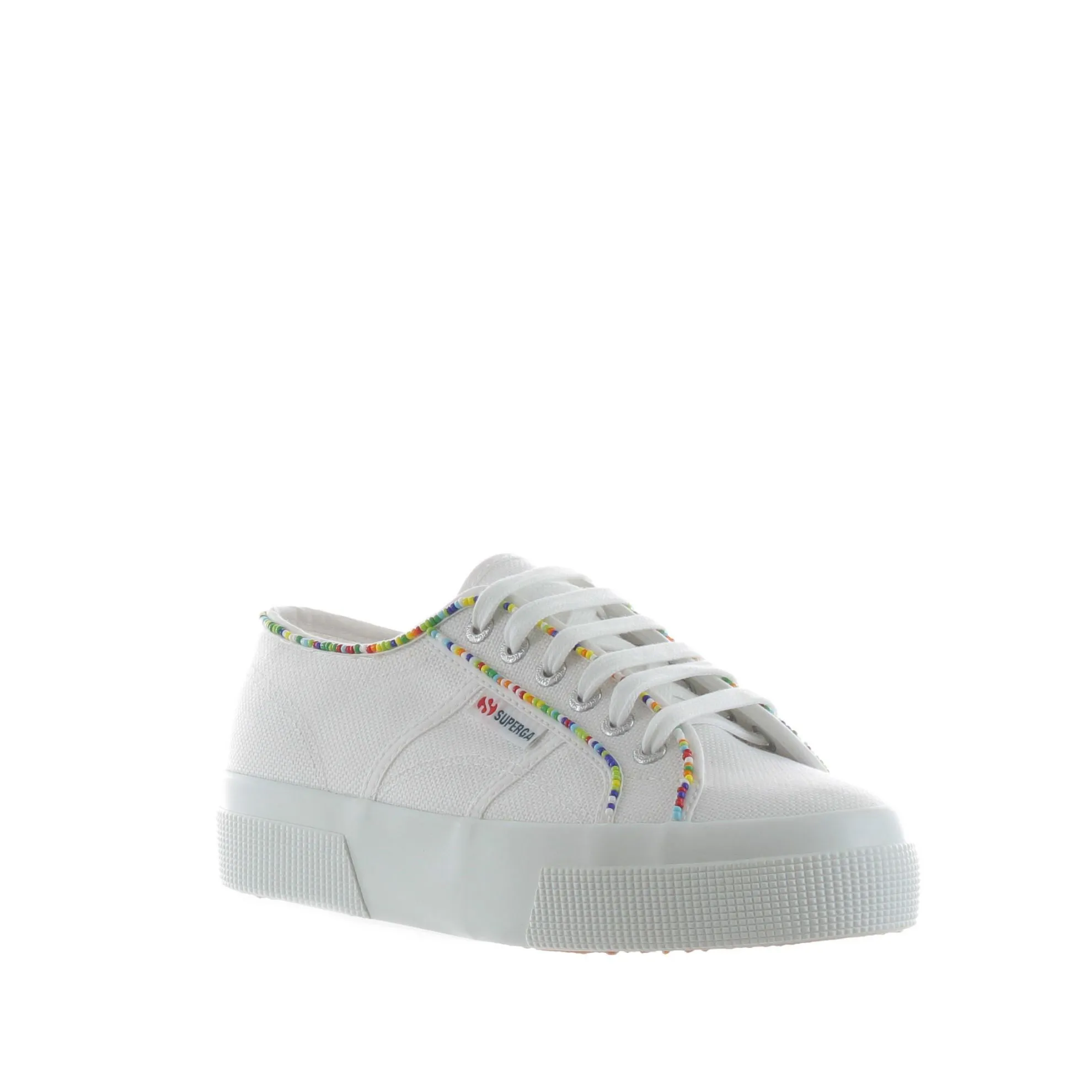 Sneaker in tela di cotone con perline