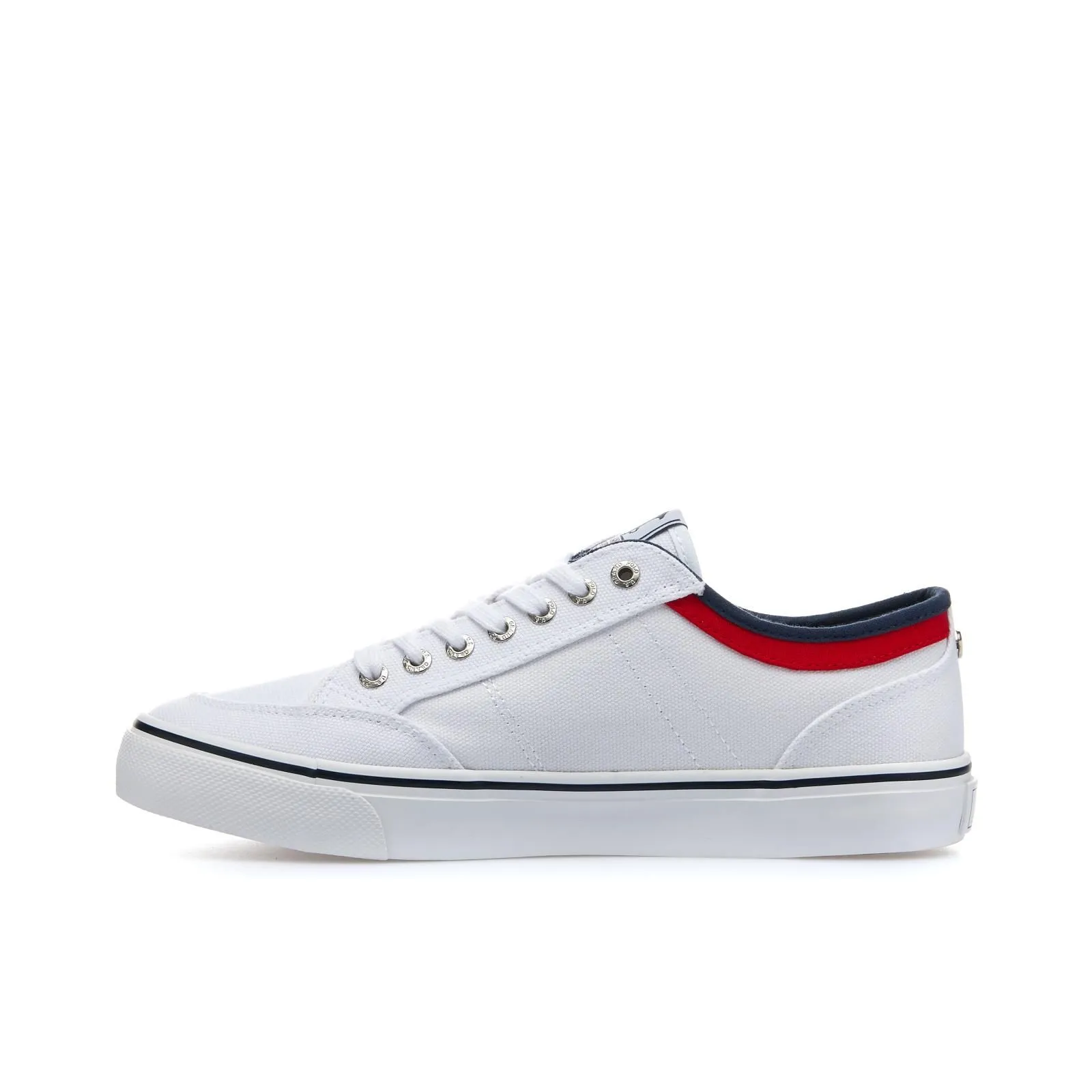 Sneakers bianche in tela con logo