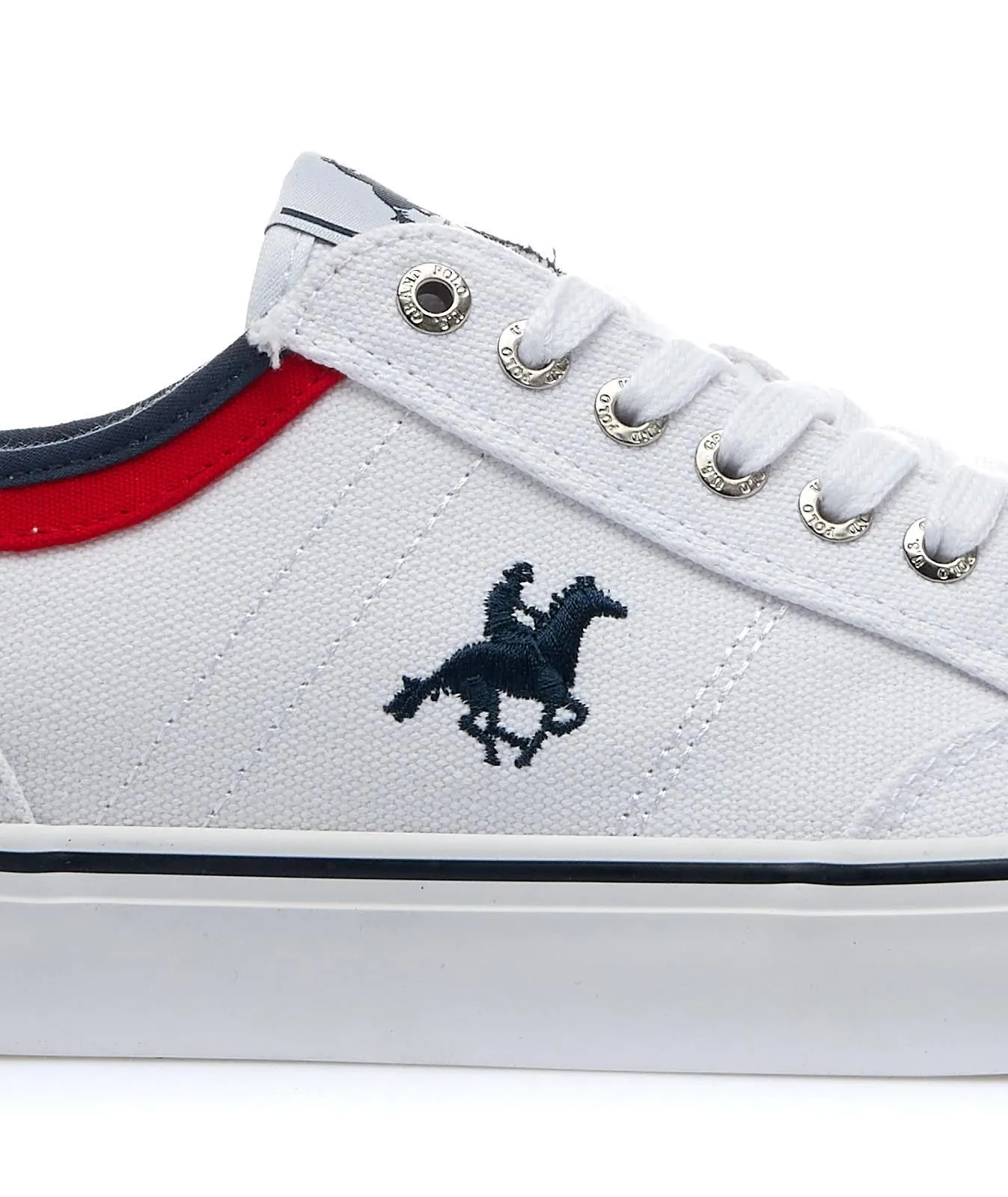 Sneakers bianche in tela con logo