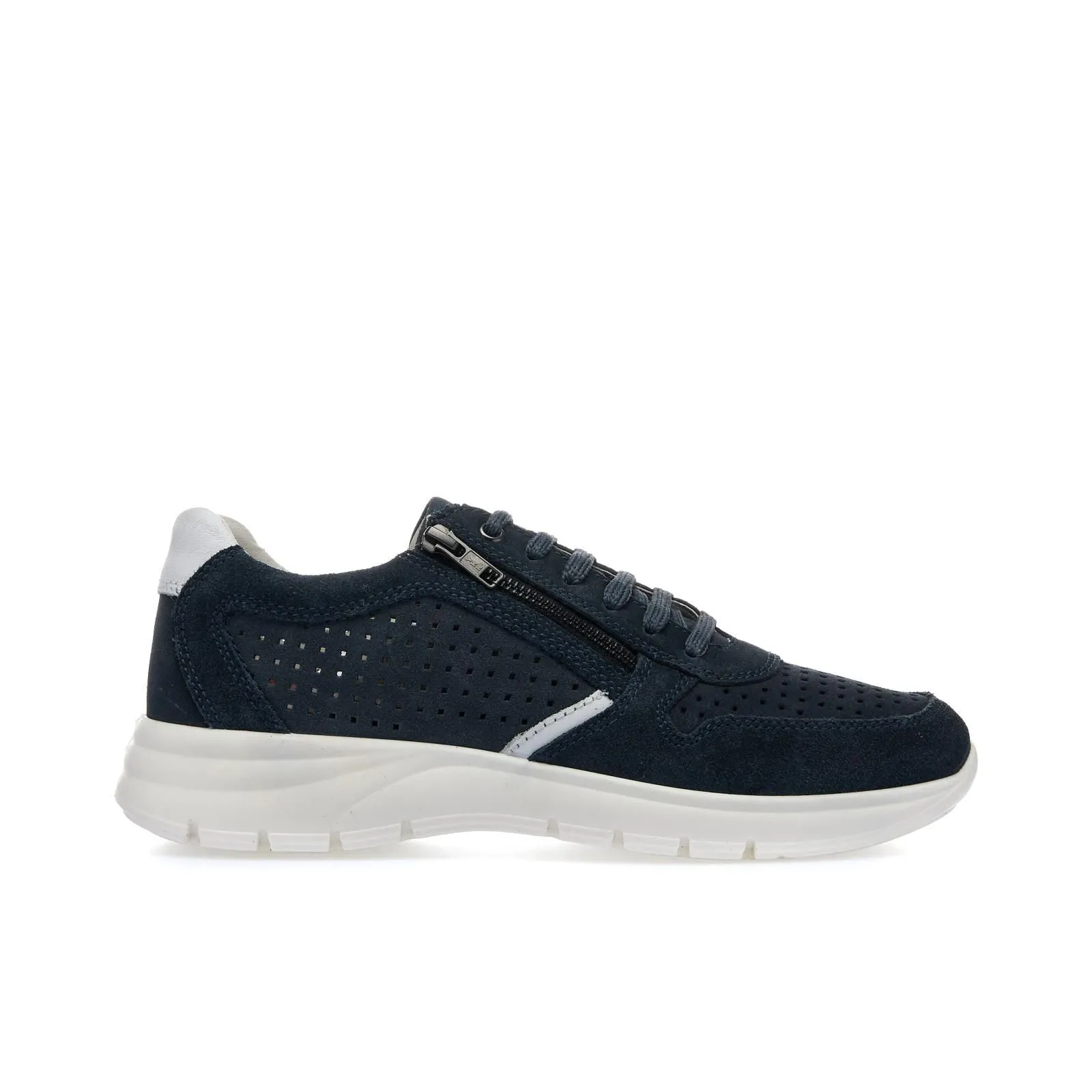 Sneakers blu uomo in pelle scamosciata con zip