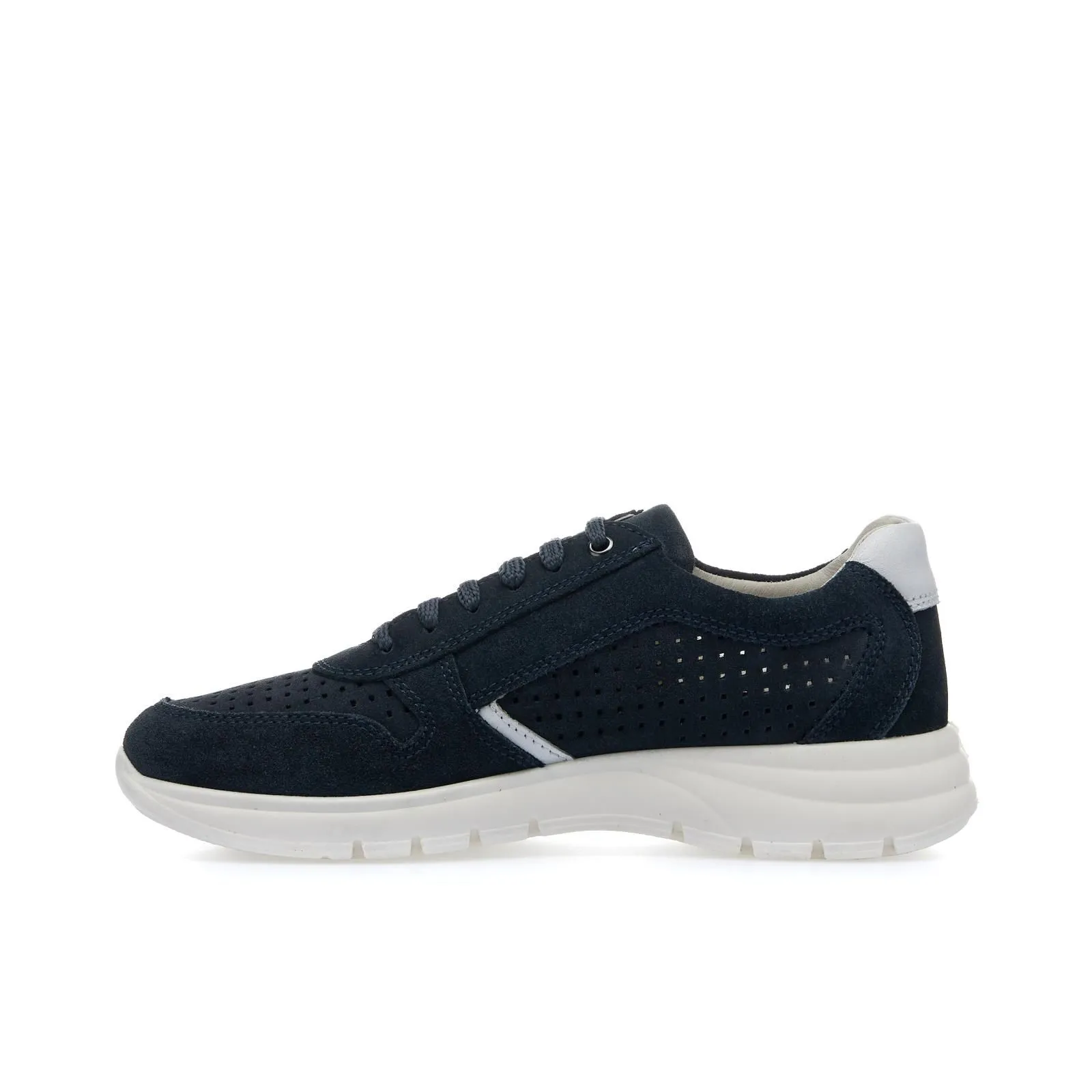 Sneakers blu uomo in pelle scamosciata con zip
