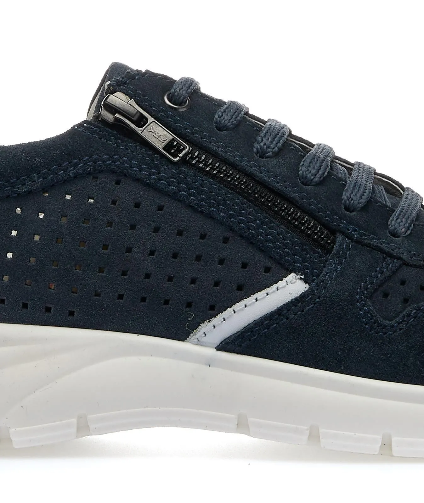 Sneakers blu uomo in pelle scamosciata con zip