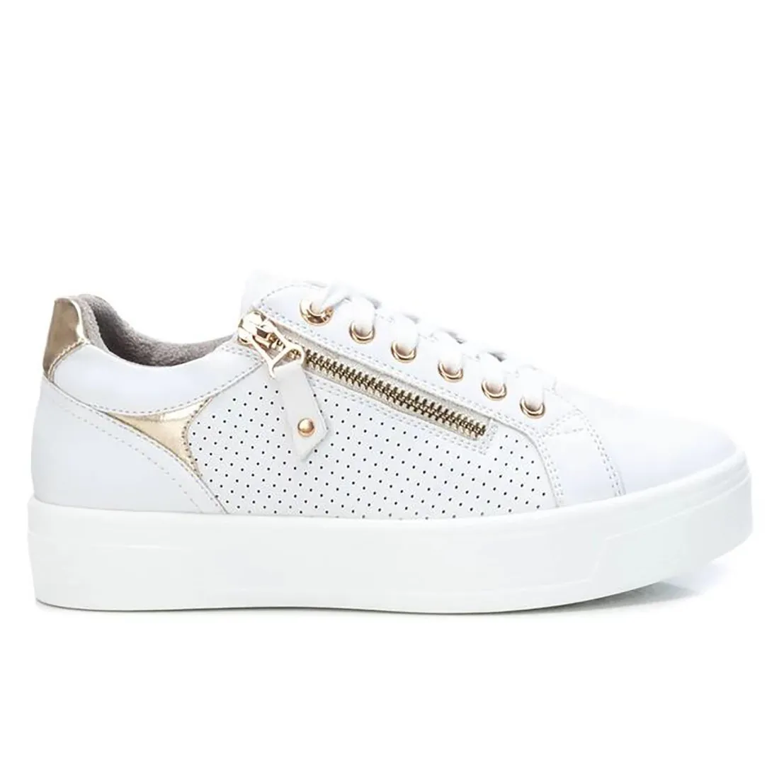 Sneakers Xti da donna in ecopelle bianca con zip