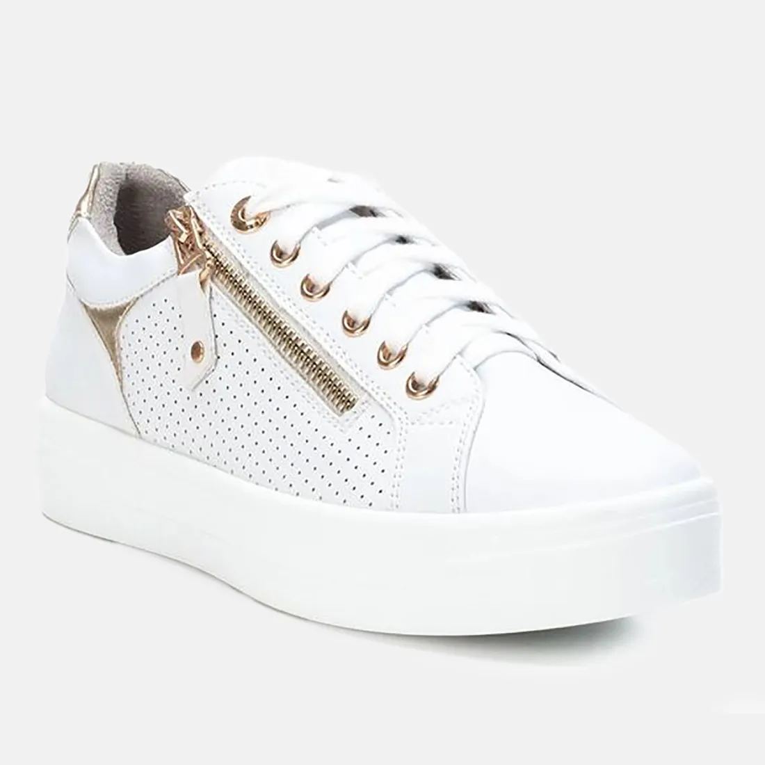 Sneakers Xti da donna in ecopelle bianca con zip